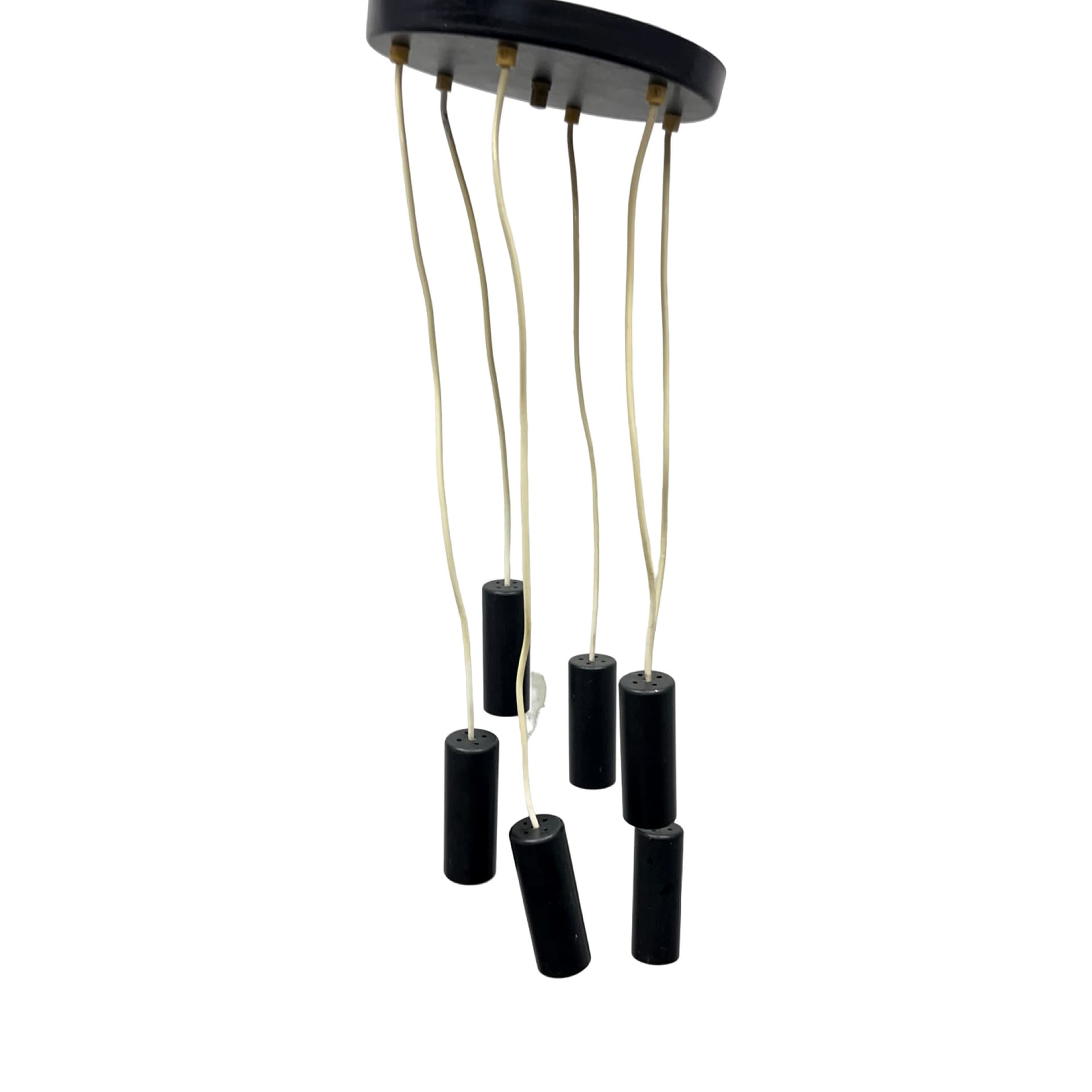 Cascading pendant lamp 68816/1, black acrylic, brass, Elektroinstala Jílové, Czechoslovakia, 1970s. - 362201