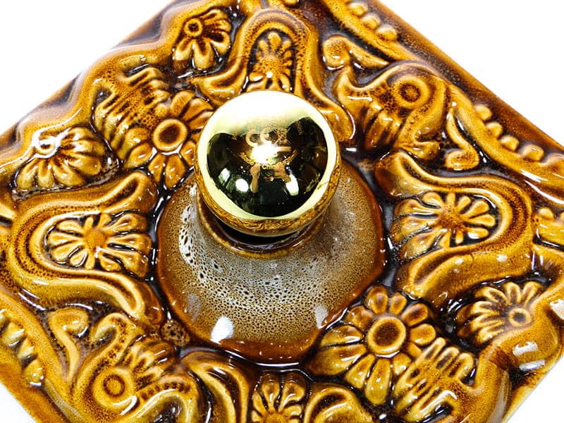 Kinkiet ceramiczny brązowy, ceramika brązowa, proj. A. Sadulski, Mirostowice, Polska, lata 70. - 362281