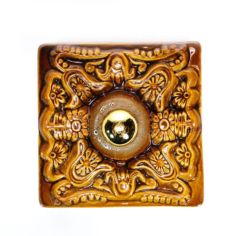Kinkiet ceramiczny brązowy, ceramika brązowa, proj. A. Sadulski, Mirostowice, Polska, lata 70. - 362277