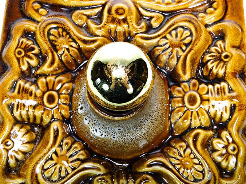 Kinkiet ceramiczny brązowy, ceramika brązowa, proj. A. Sadulski, Mirostowice, Polska, lata 70. - 362276