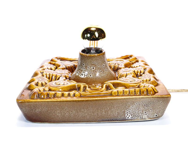 Kinkiet ceramiczny brązowy, ceramika brązowa, proj. A. Sadulski, Mirostowice, Polska, lata 70. - 362278