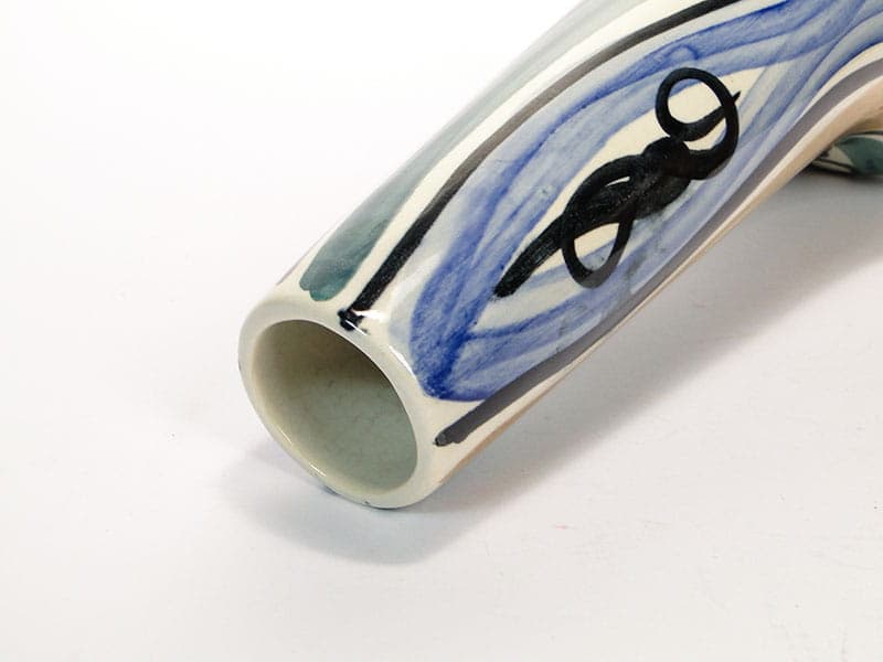 Tall vase, blue green brown ceramic, by E. Piwek-Białoborska, Poland, 1950s - 362283