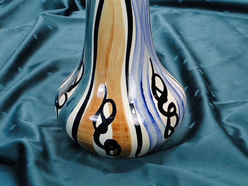 Tall vase, blue green brown ceramic, by E. Piwek-Białoborska, Poland, 1950s - 362293