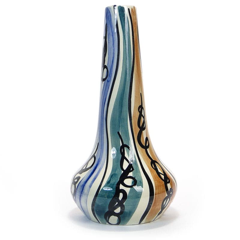 Tall vase, blue green brown ceramic, by E. Piwek-Białoborska, Poland, 1950s - 362292