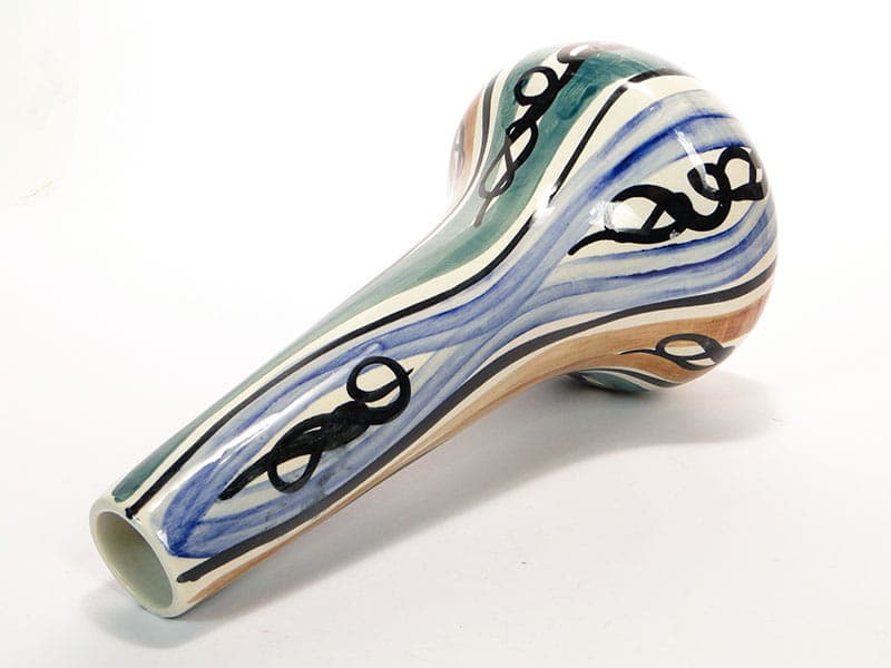 Tall vase, blue green brown ceramic, by E. Piwek-Białoborska, Poland, 1950s - 362287