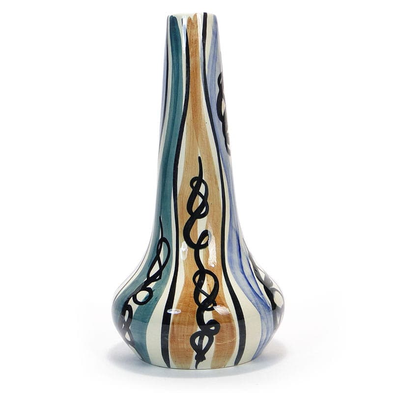 Tall vase, blue green brown ceramic, by E. Piwek-Białoborska, Poland, 1950s - 362286