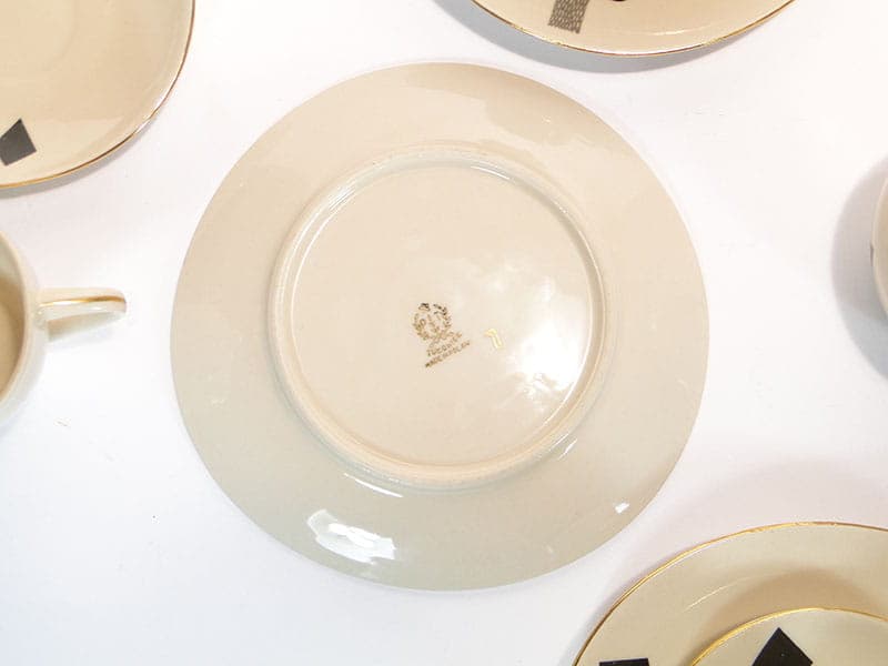 Coffee set Ewa, beige black silver grey, stoneware, Zakłady Porcelitu Stołowego Tułowice, Poland, 1960s. - 362317