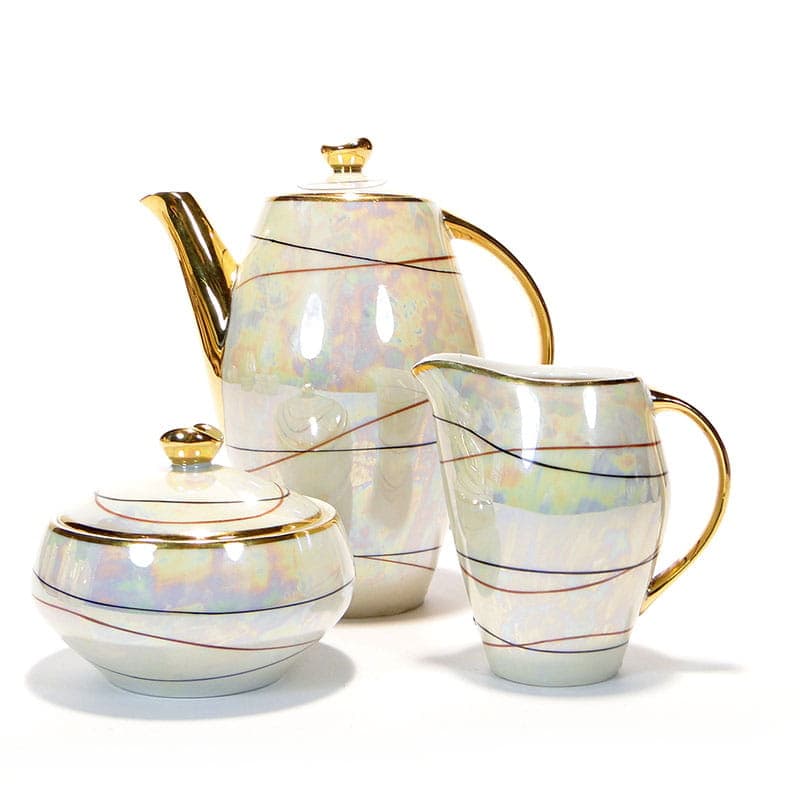 Mocha set Joanna, white porcelain, gilded, by W. Potacki, Poland, 1960s. - 362357