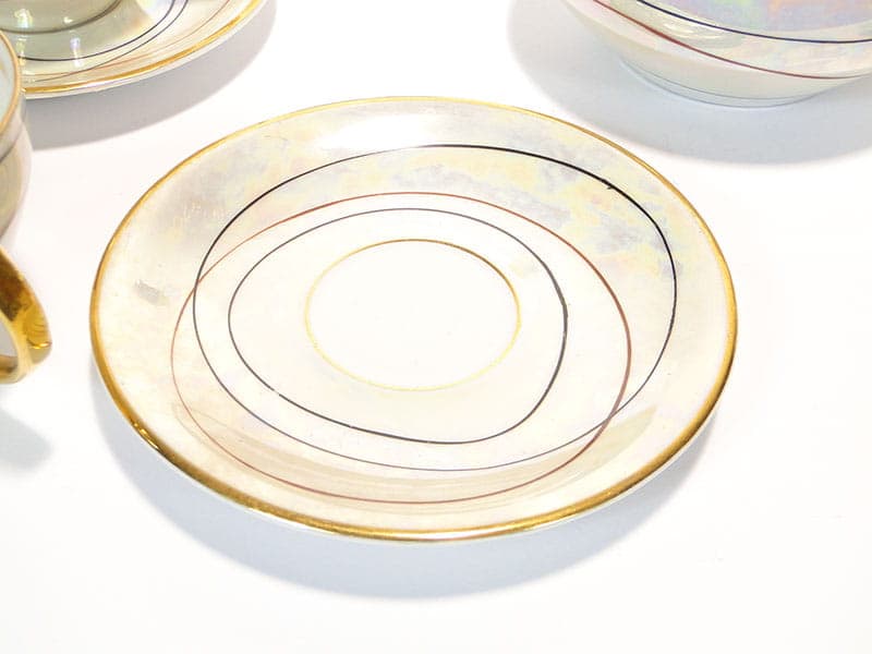 Mocha set Joanna, white porcelain, gilded, by W. Potacki, Poland, 1960s. - 362359