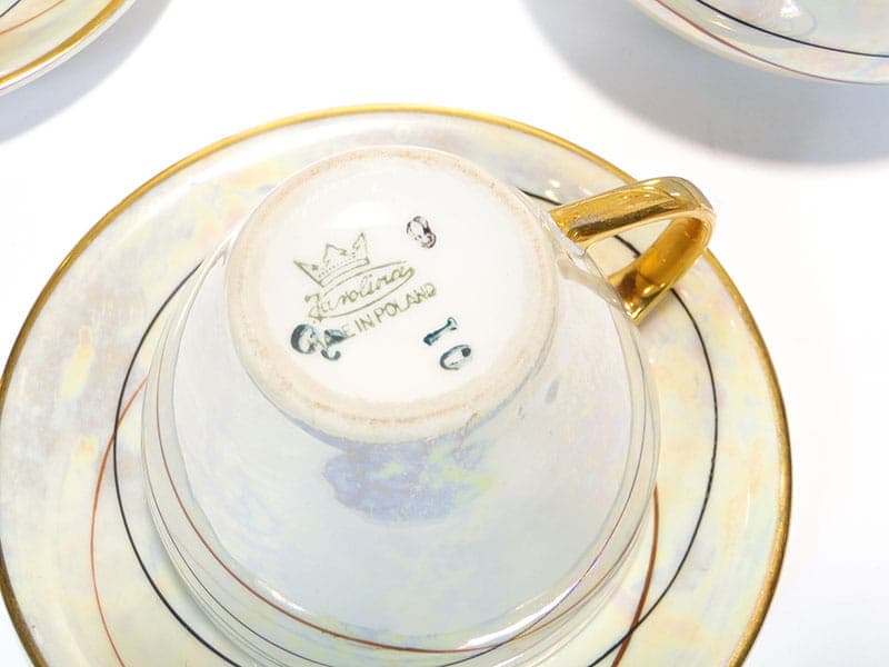 Mocha set Joanna, white porcelain, gilded, by W. Potacki, Poland, 1960s. - 362355