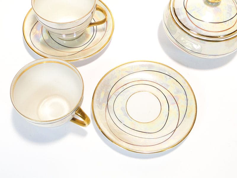 Mocha set Joanna, white porcelain, gilded, by W. Potacki, Poland, 1960s. - 362361