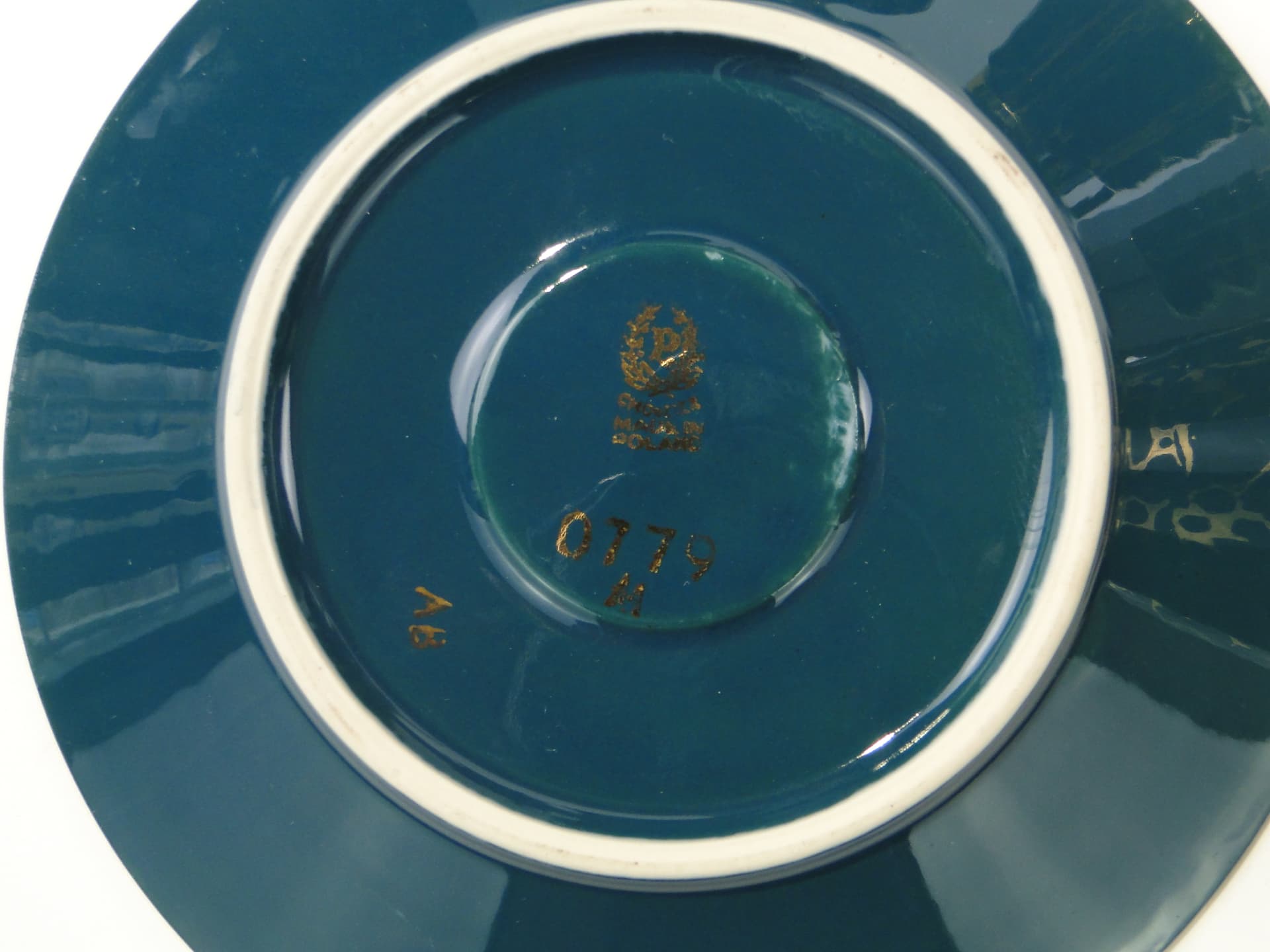 Coffee set Ira, green, glazed and gilded stoneware, by E. Renkowski, Chodzież, Poland, 1960s. - 362423