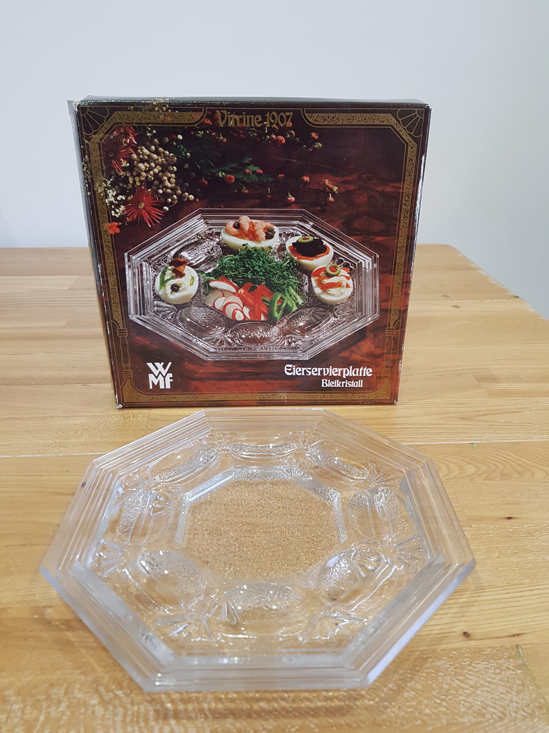 Egg platter Eierservierplatte, clear crystal, WMF, Germany, 1970s - 362425