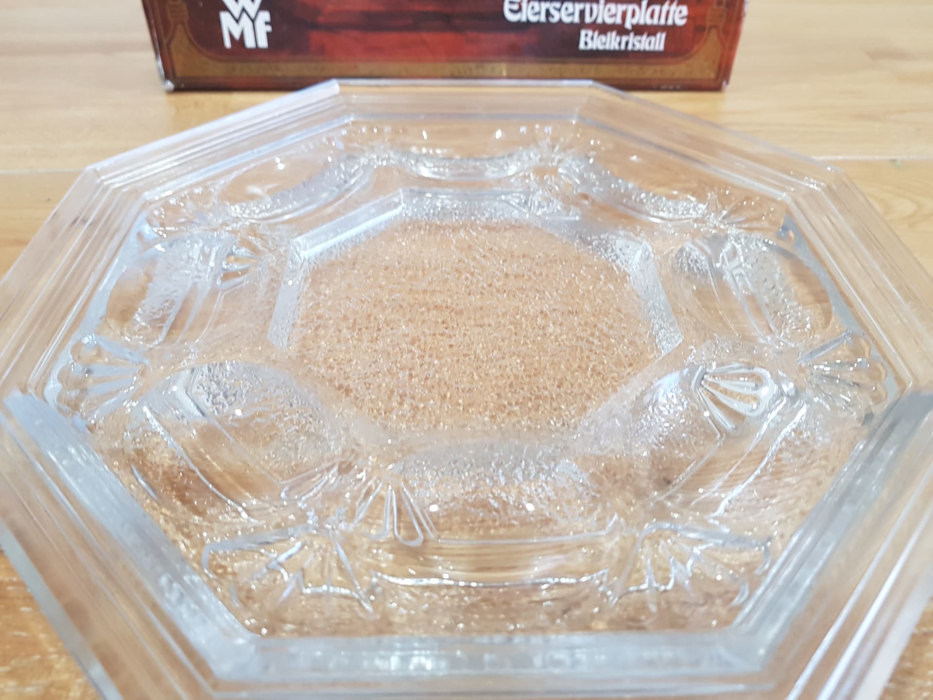 Egg platter Eierservierplatte, clear crystal, WMF, Germany, 1970s - 362426