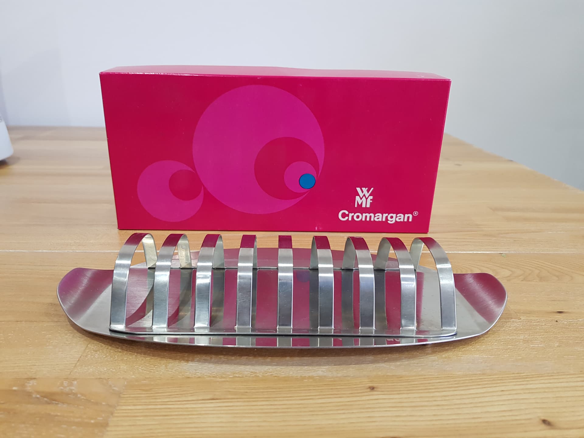Toast rack Cromargan, stainless steel silver, by W. Wagenfeld, WMF, Germany, 1950s. - 362445