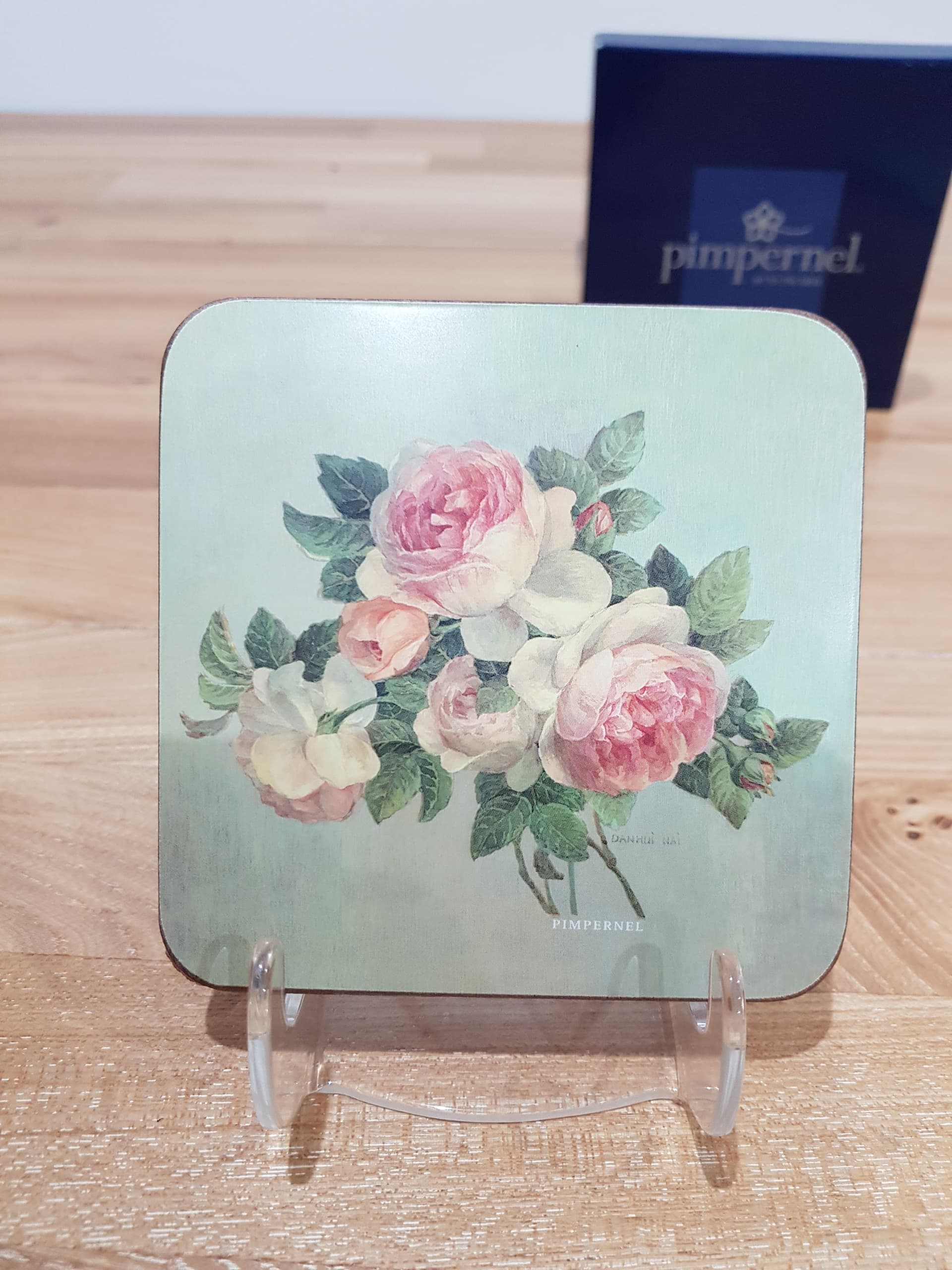 Set of six coasters Rose, blue, cork, Pimpernel, United Kingdom, 1980s. - 362511