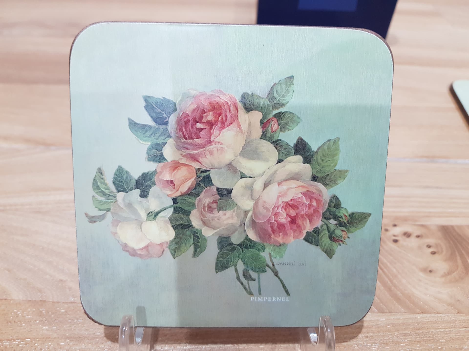Set of six coasters Rose, blue, cork, Pimpernel, United Kingdom, 1980s. - 362509