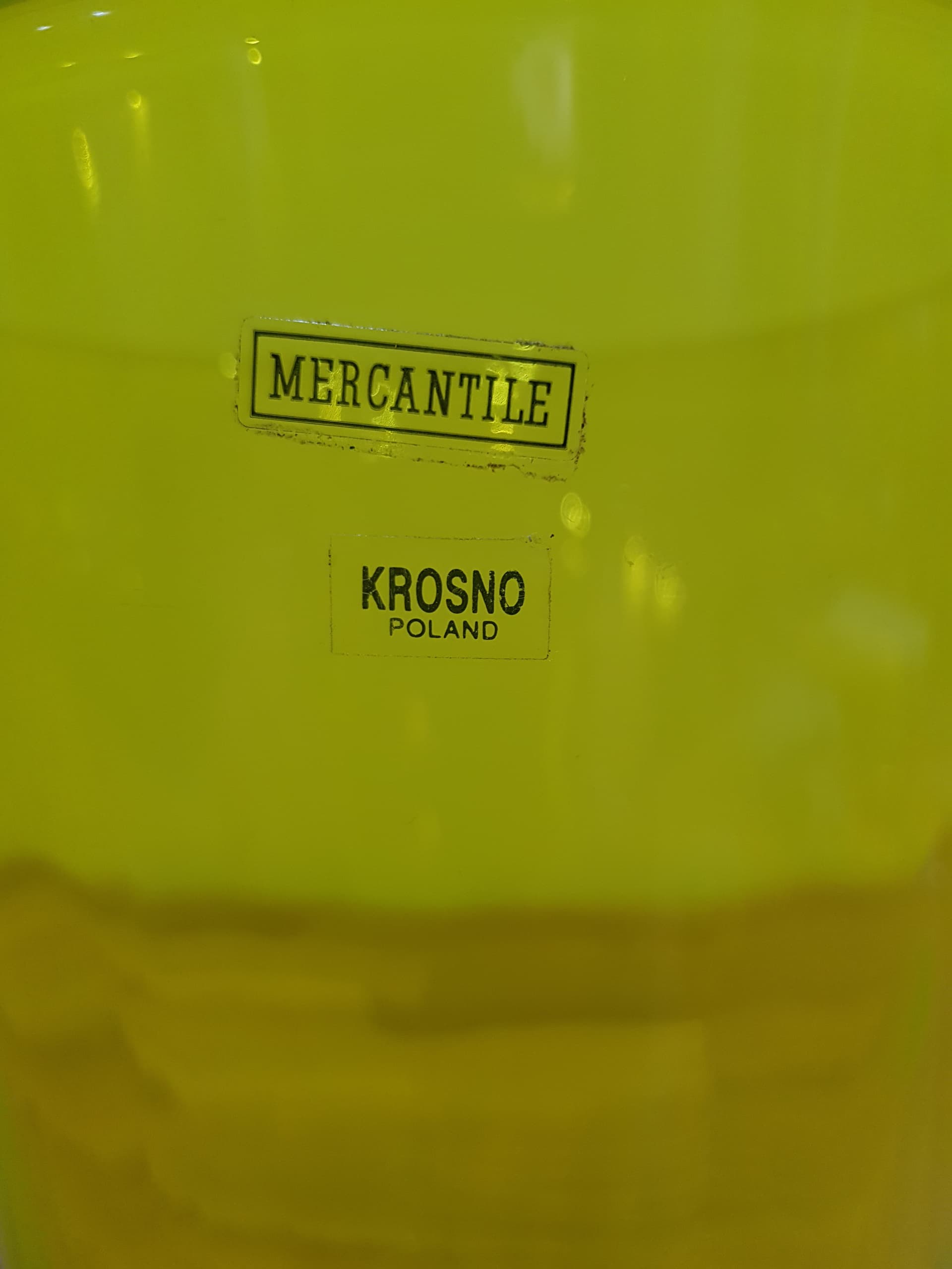 Vase, yellow, glass, Krosno, Poland, 1970s. - 362515