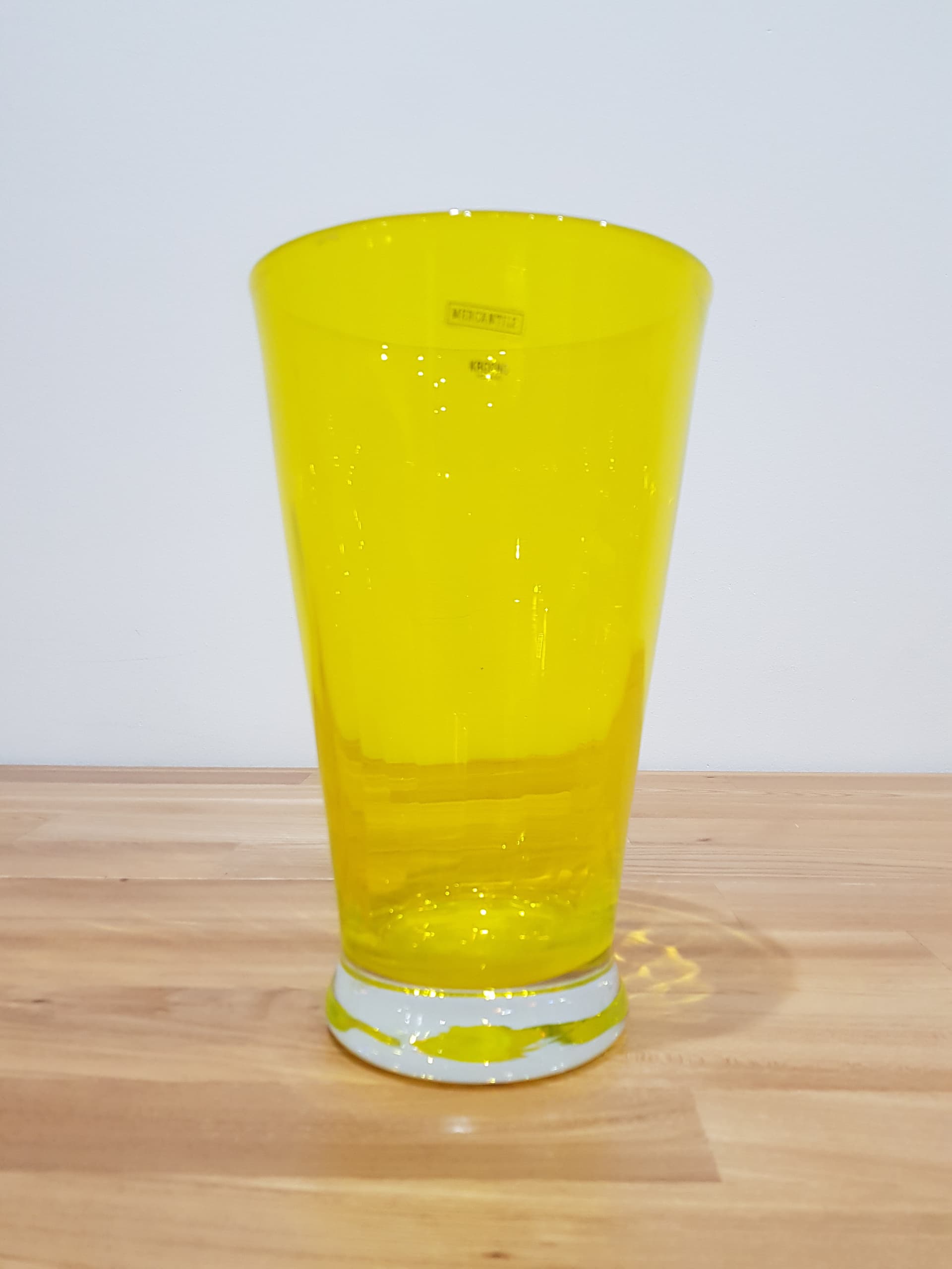 Vase, yellow, glass, Krosno, Poland, 1970s. - 362521
