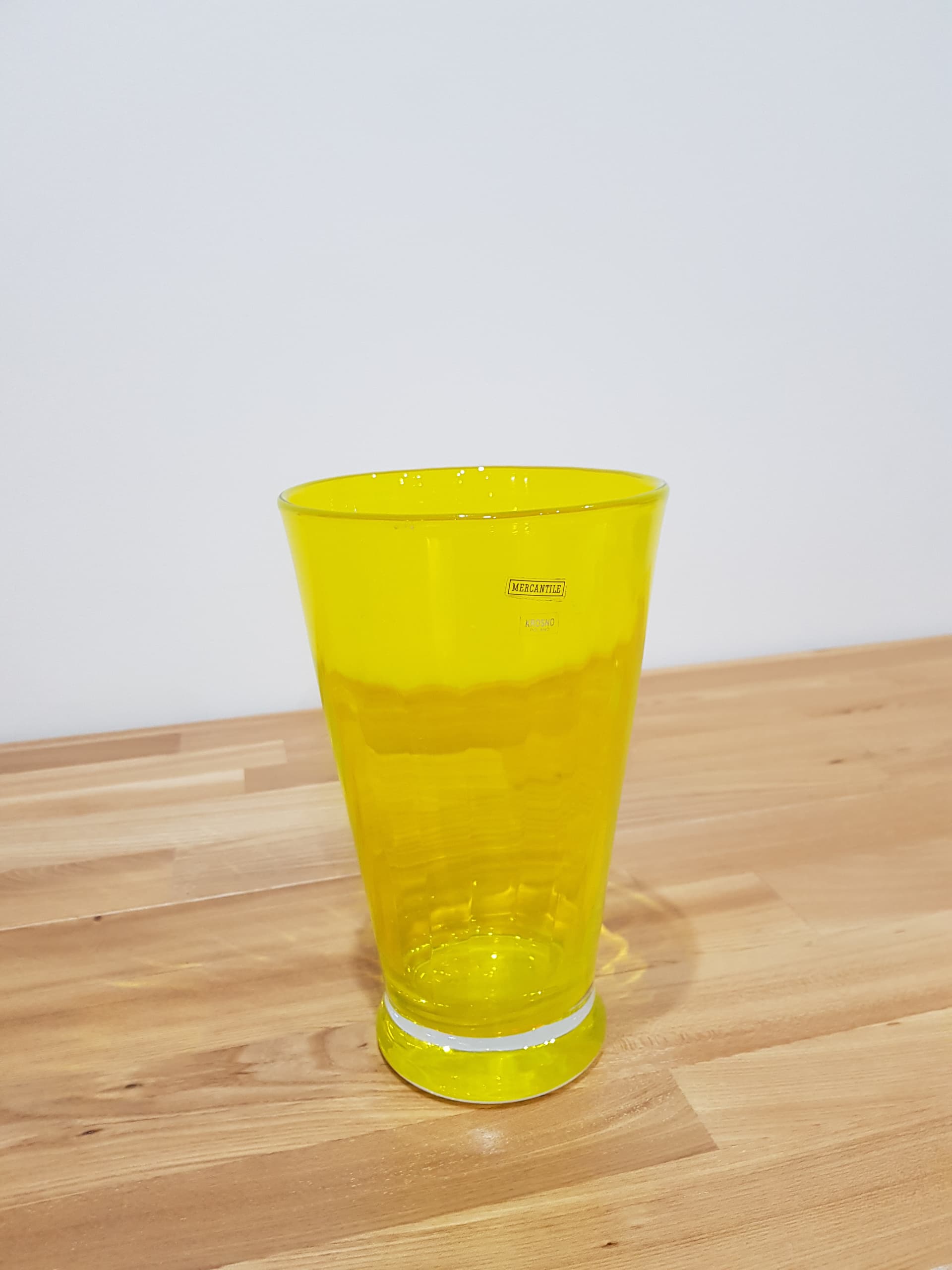 Vase, yellow, glass, Krosno, Poland, 1970s. - 362522
