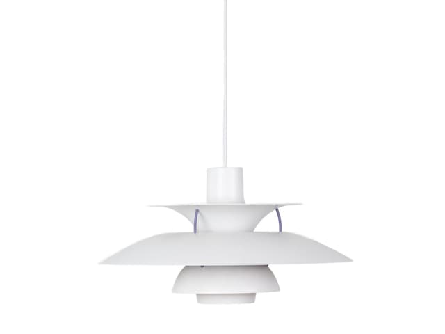 Pendant lamp PH 5, white, metal, by P. Henningsen, Louis Poulsen, Denmark, 1980s. - DIMENSION