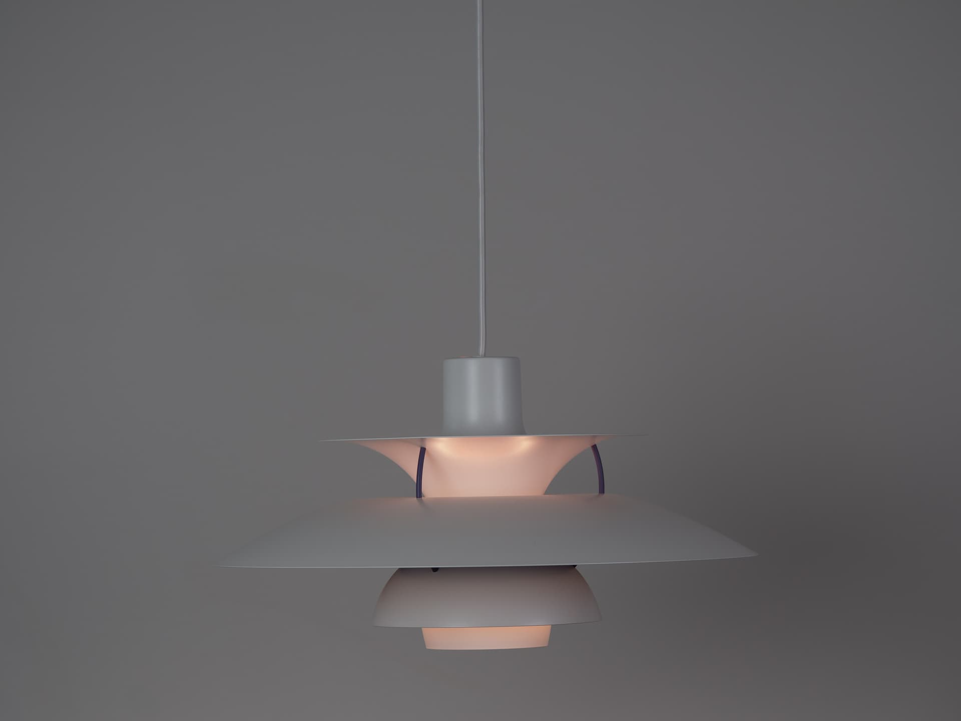 Pendant lamp PH 5, white, metal, by P. Henningsen, Louis Poulsen, Denmark, 1980s. - 362538