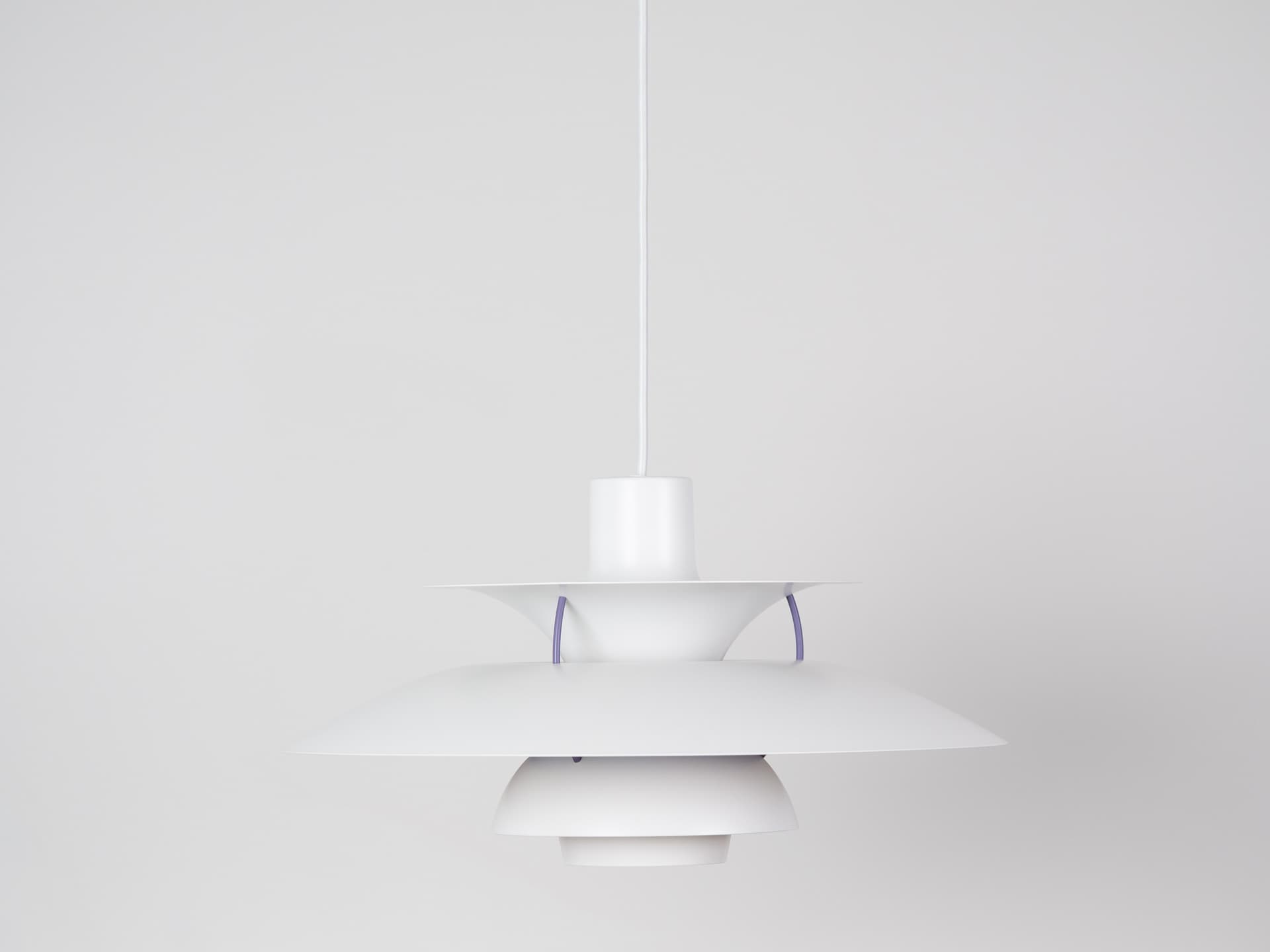 Pendant lamp PH 5, white, metal, by P. Henningsen, Louis Poulsen, Denmark, 1980s. - 362537