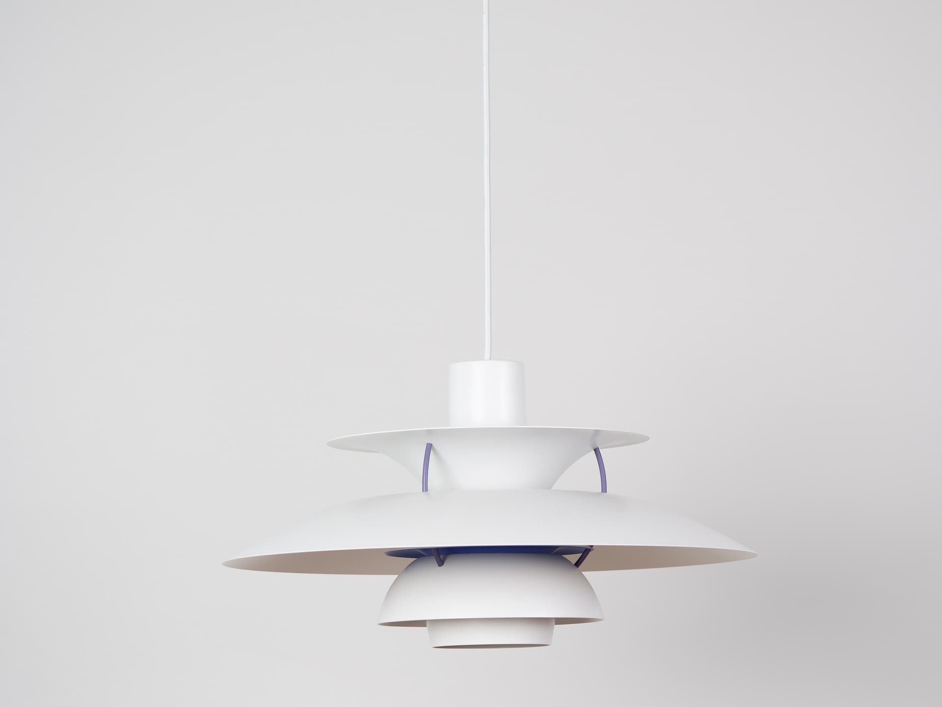 Pendant lamp PH 5, white, metal, by P. Henningsen, Louis Poulsen, Denmark, 1980s. - 362539