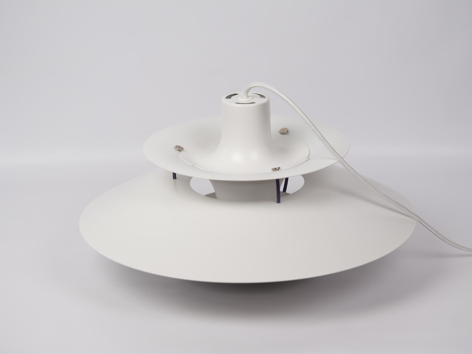 Pendant lamp PH 5, white, metal, by P. Henningsen, Louis Poulsen, Denmark, 1980s. - 362541