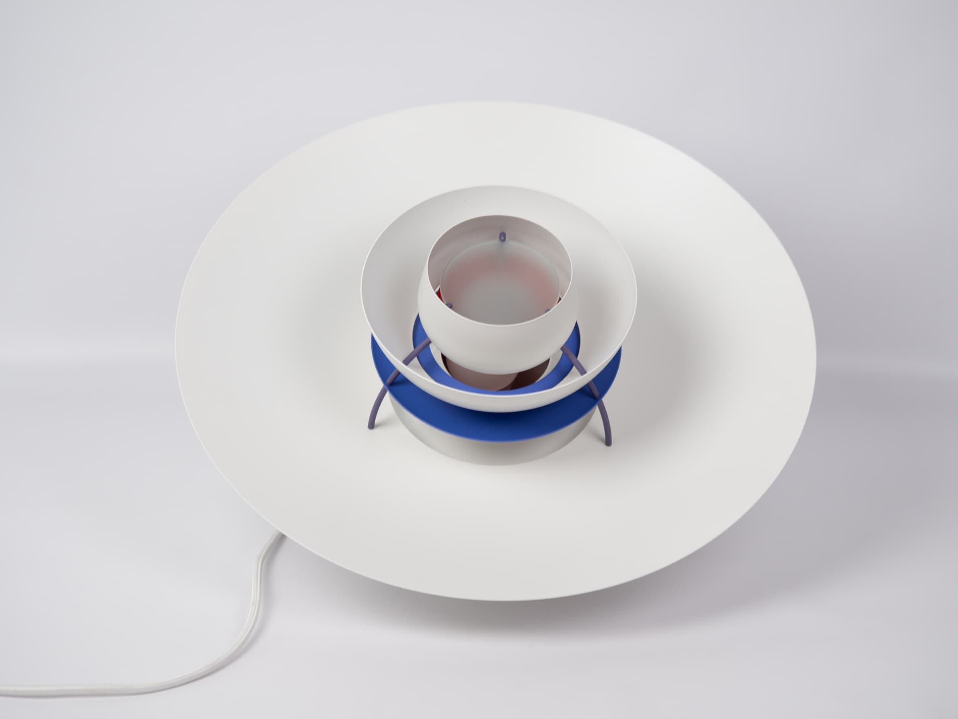 Pendant lamp PH 5, white, metal, by P. Henningsen, Louis Poulsen, Denmark, 1980s. - 362544