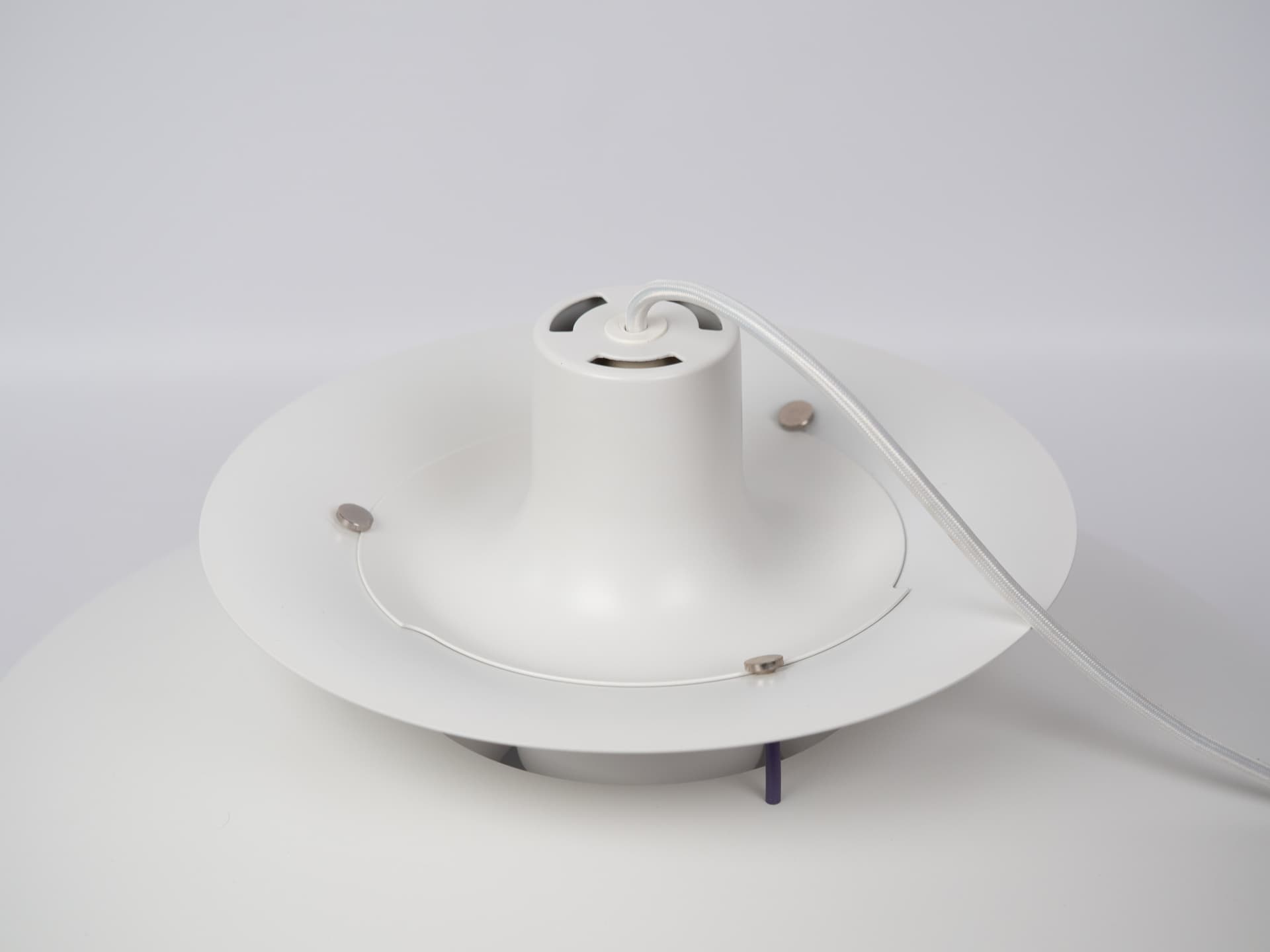 Pendant lamp PH 5, white, metal, by P. Henningsen, Louis Poulsen, Denmark, 1980s. - 362542