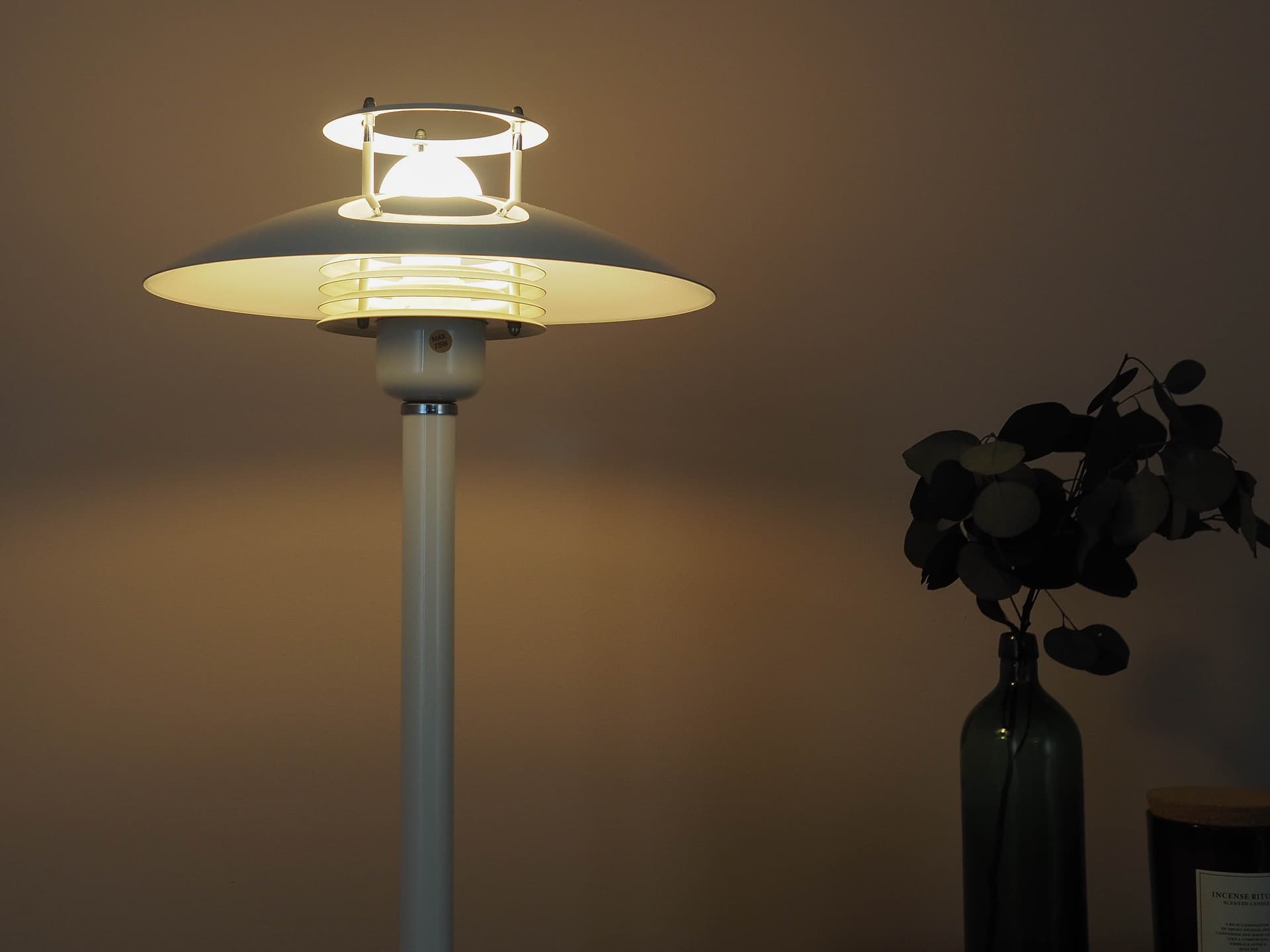 Floor lamp, white metal, Denmark, 1970s. - 362554