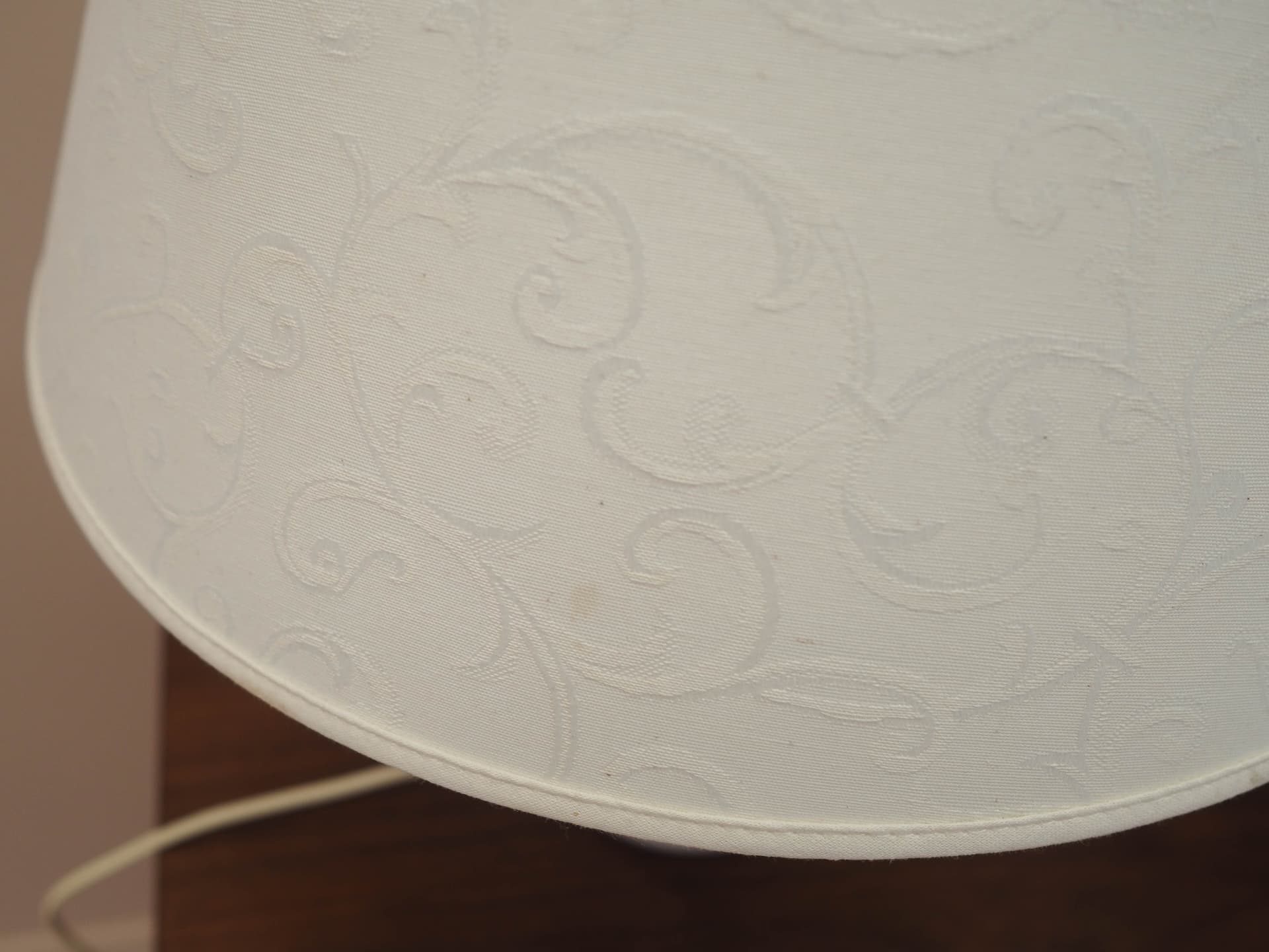 Table Lamp Holmegaard, white glass, white fabric, Denmark, 1970s. - 362567