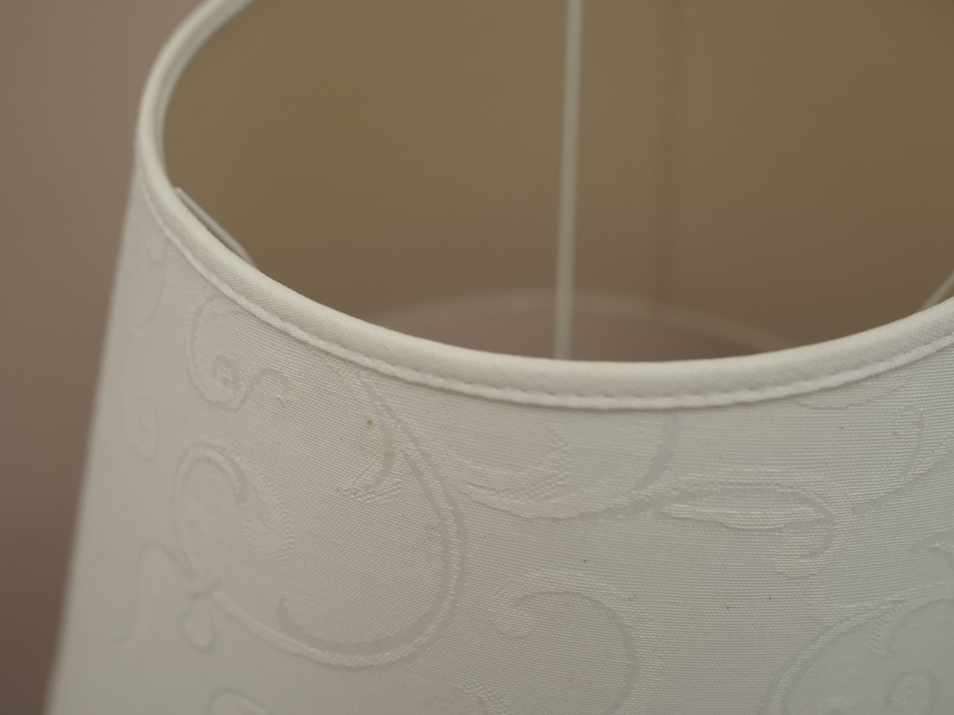 Table Lamp Holmegaard, white glass, white fabric, Denmark, 1970s. - 362560