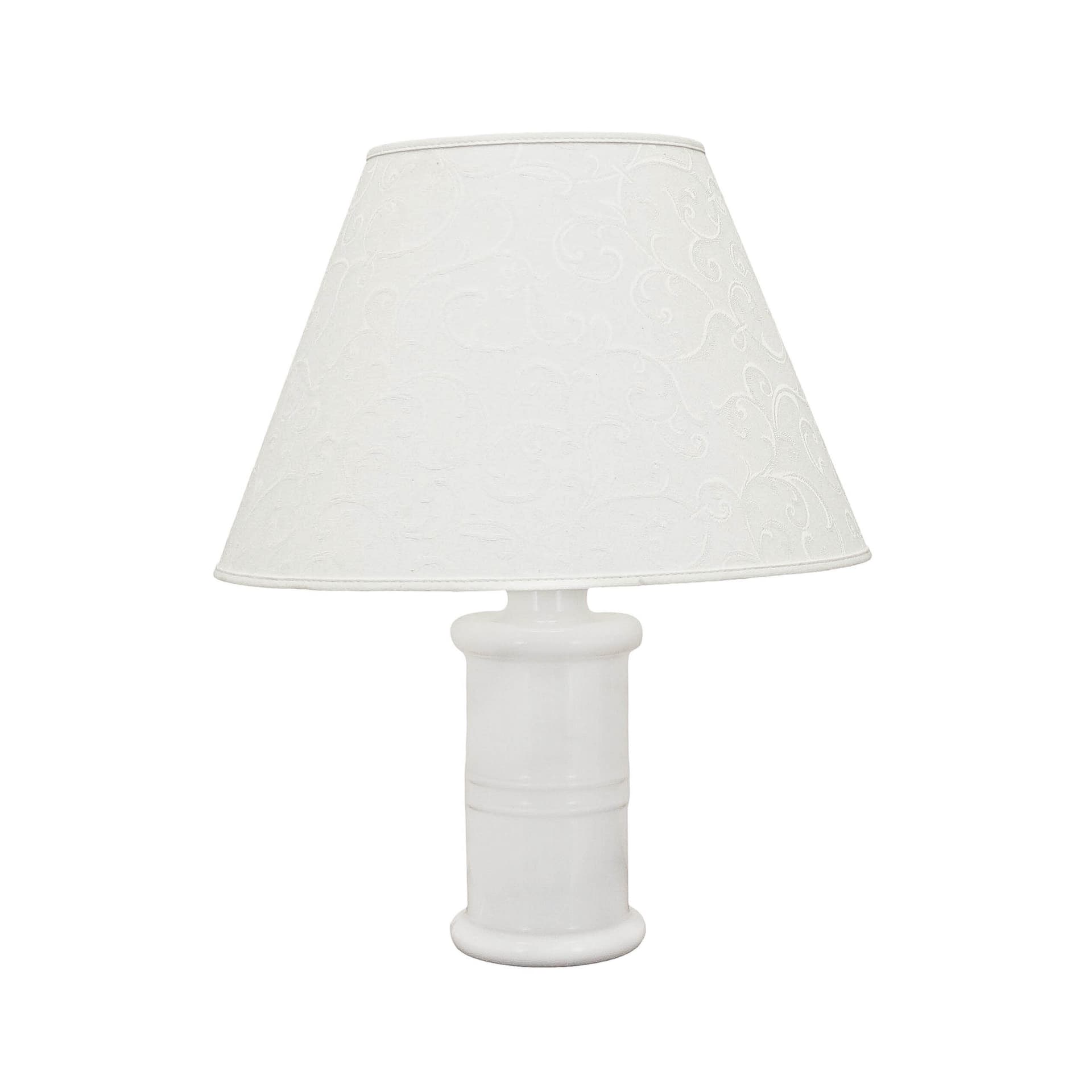 Table Lamp Holmegaard, white glass, white fabric, Denmark, 1970s. - 362557