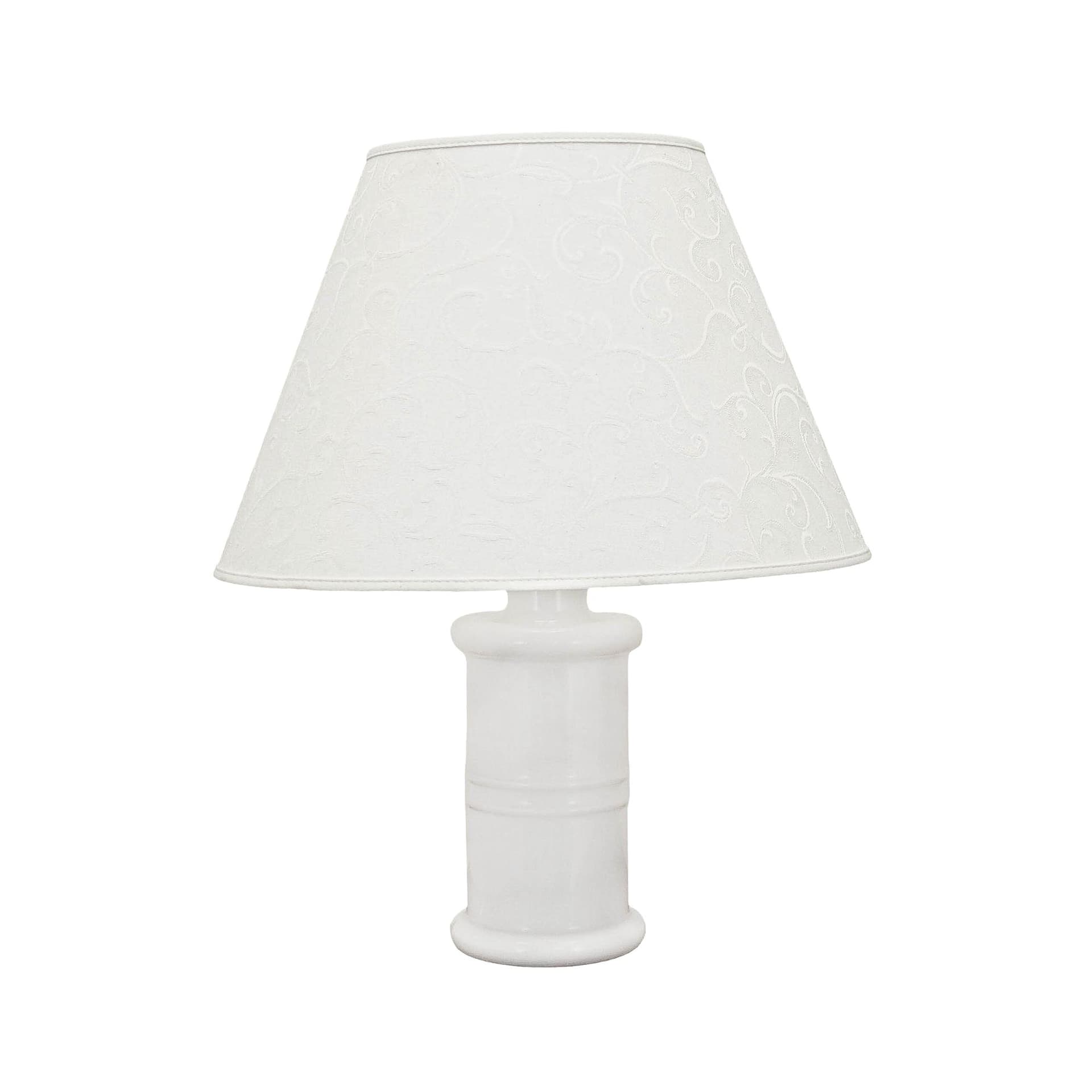 Table Lamp Holmegaard, white glass, white fabric, Denmark, 1970s.