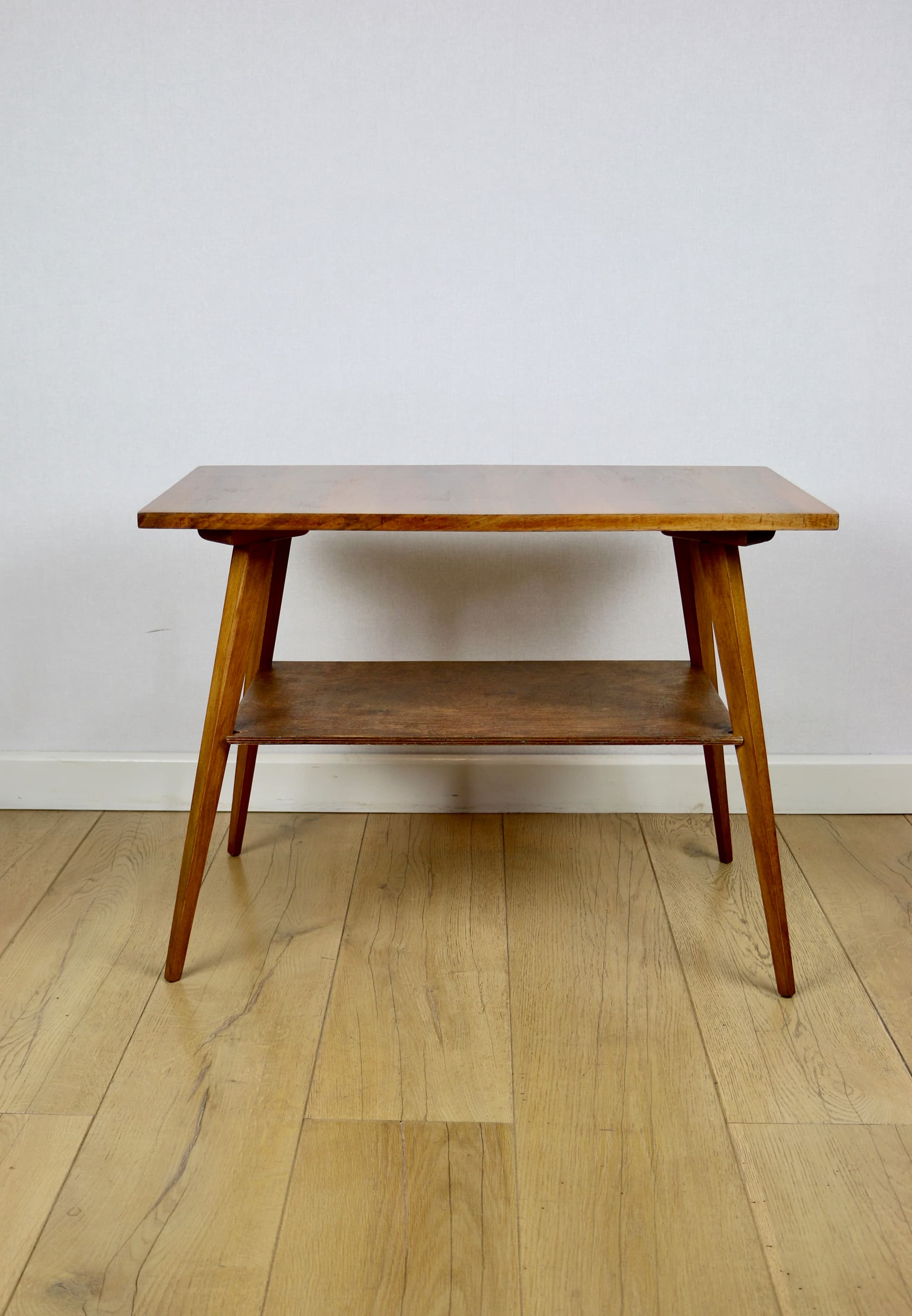 Coffee table, modernism, brown wood, Poland, 1970s. - 362621