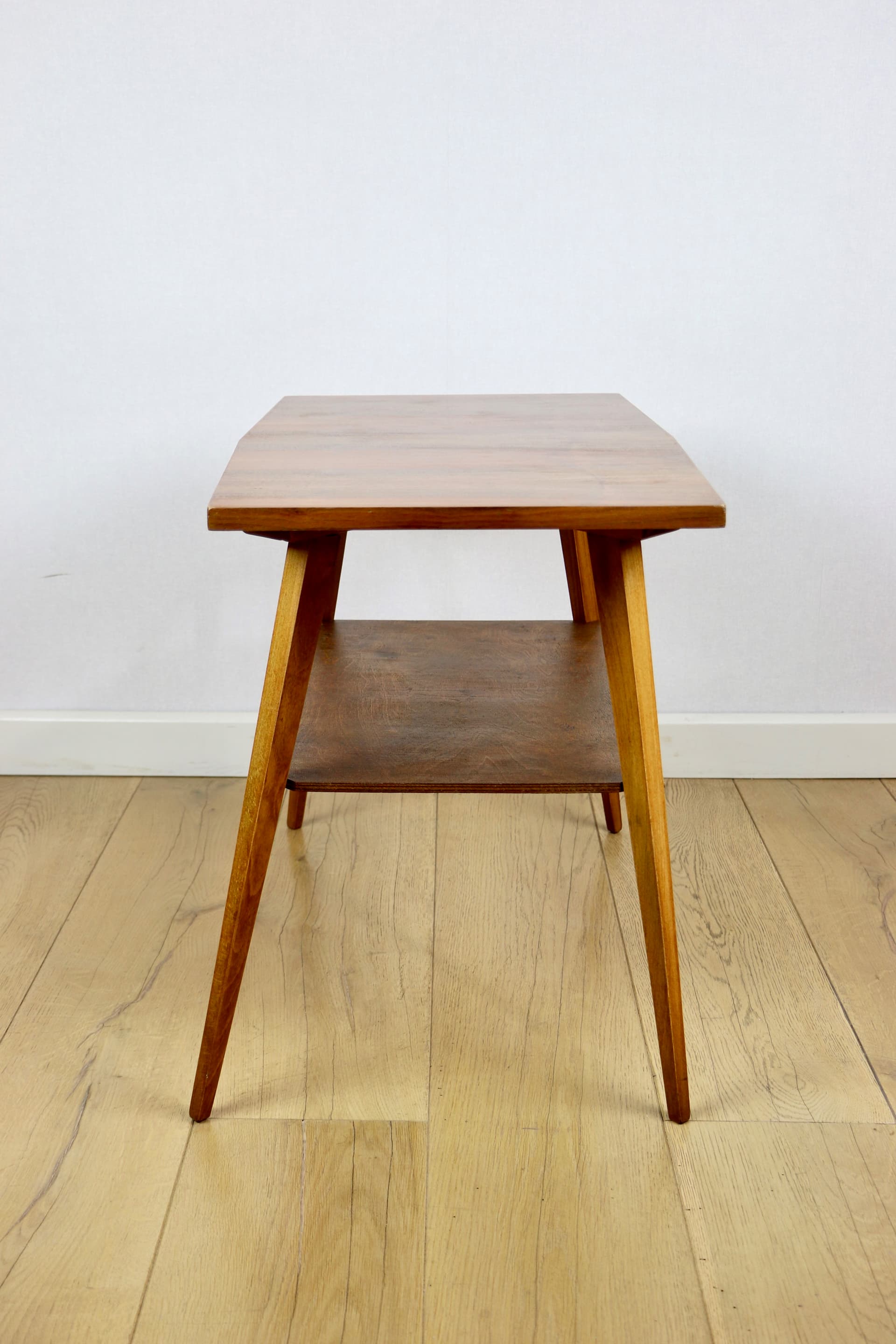 Coffee table, modernism, brown wood, Poland, 1970s. - 362622