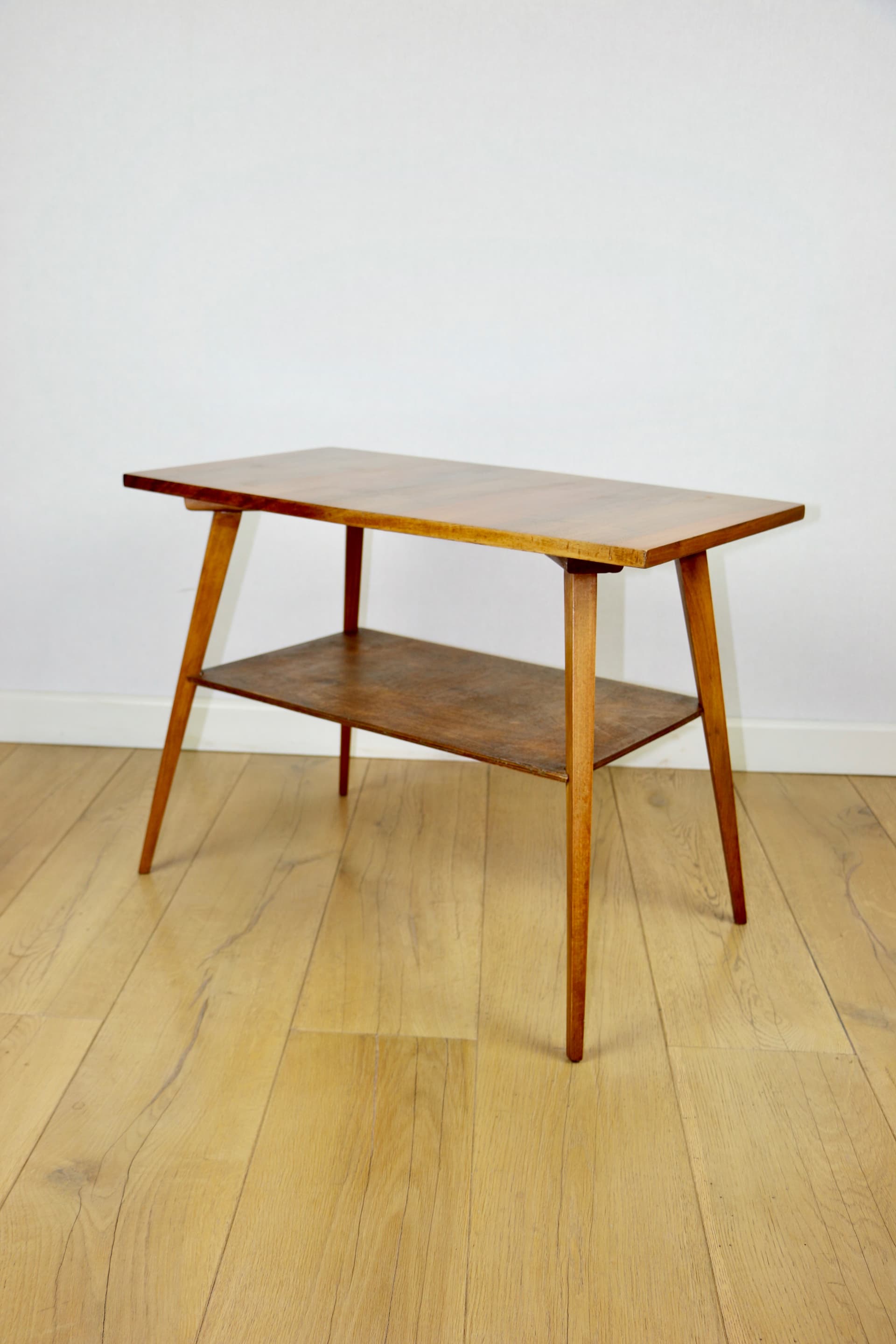 Coffee table, modernism, brown wood, Poland, 1970s. - 362617