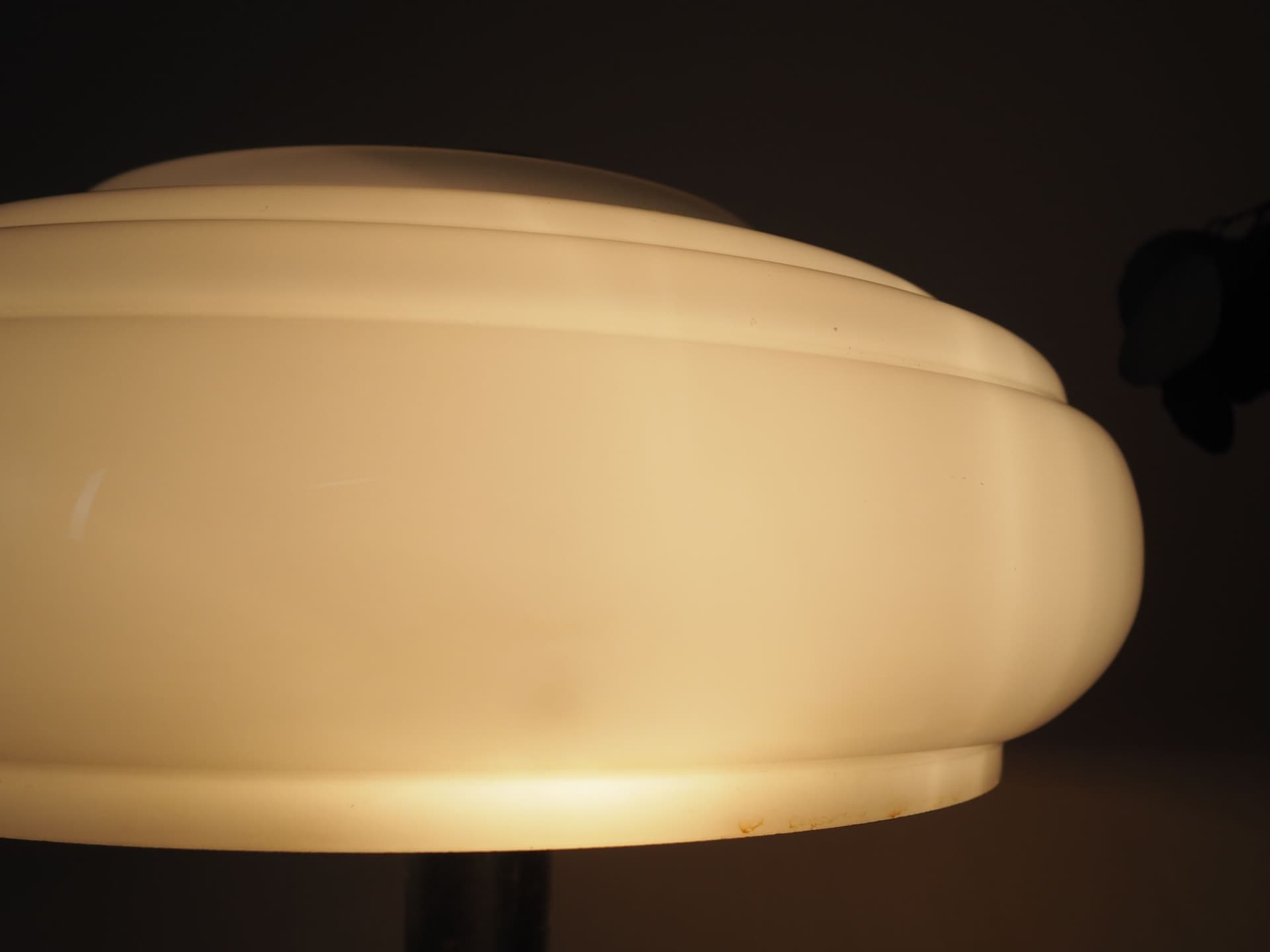 Table lamp, white glass, brown metal, Denmark, 1960s. - 362674
