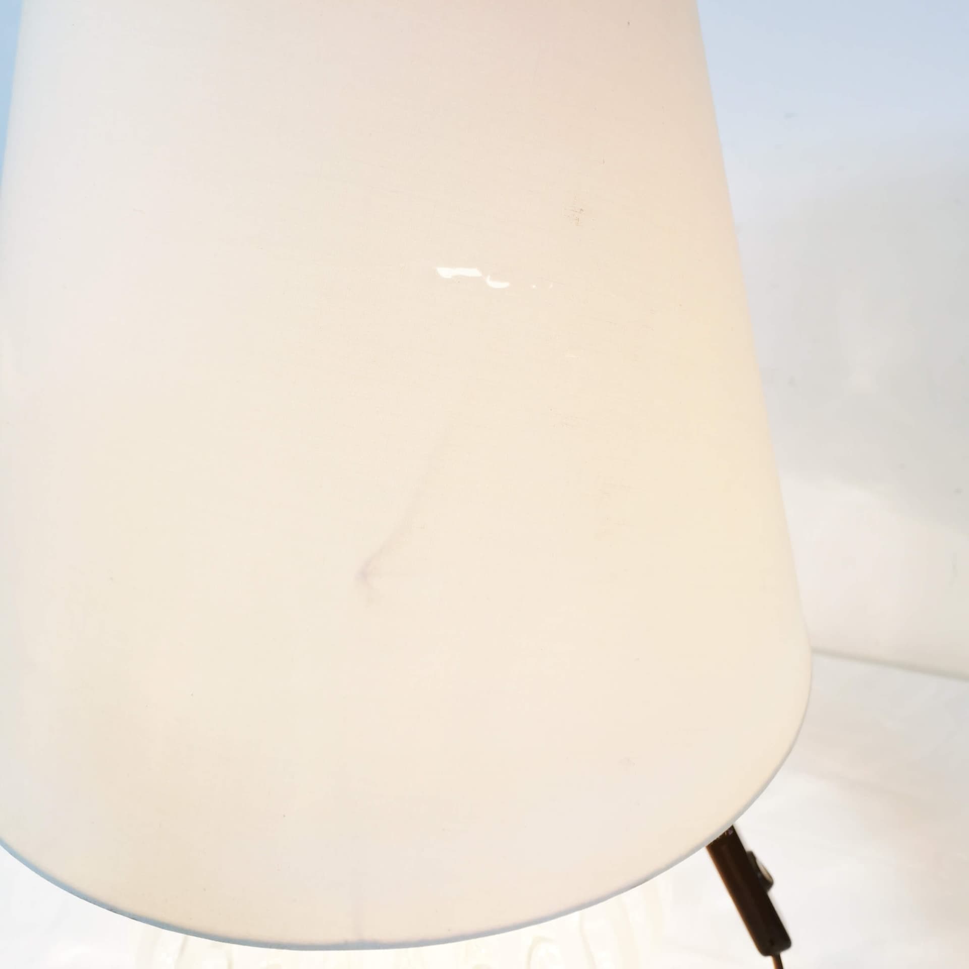 Pair of table lamps Art Deco, transparent glass, golden brass, white fabric, Germany, 1960s. - 362788