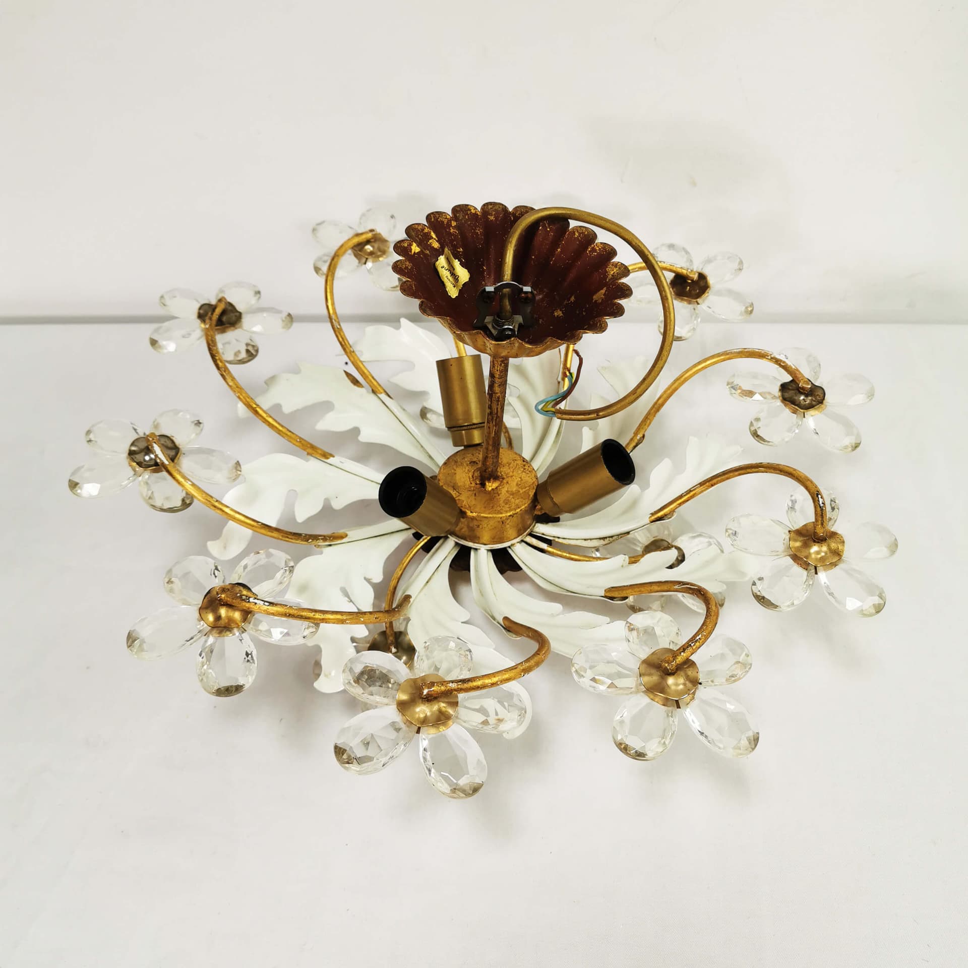 Chandelier Kobienz Vitrine, gold brass, clear glass, Germany, 1960s. - 362808