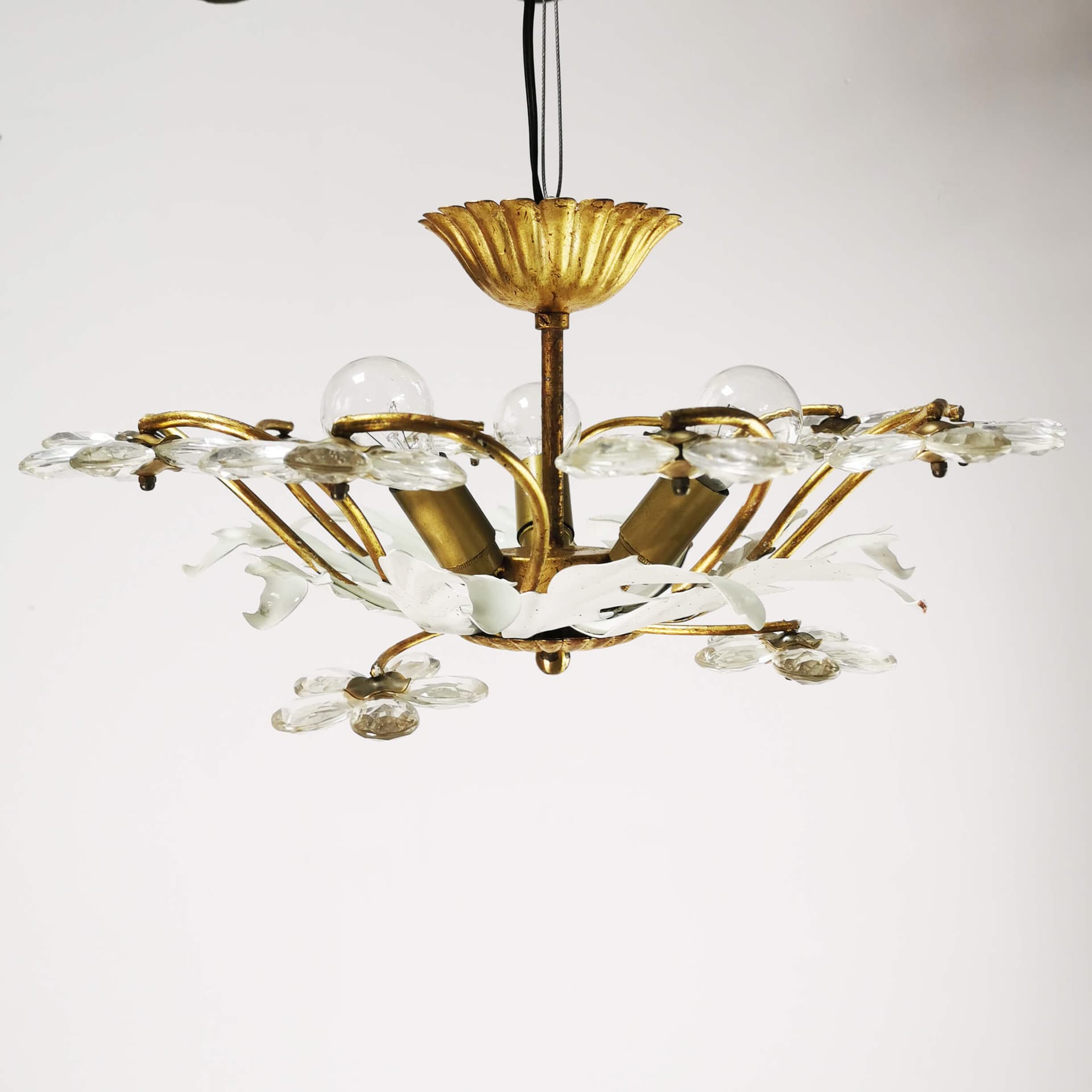 Chandelier Kobienz Vitrine, gold brass, clear glass, Germany, 1960s. - 362805