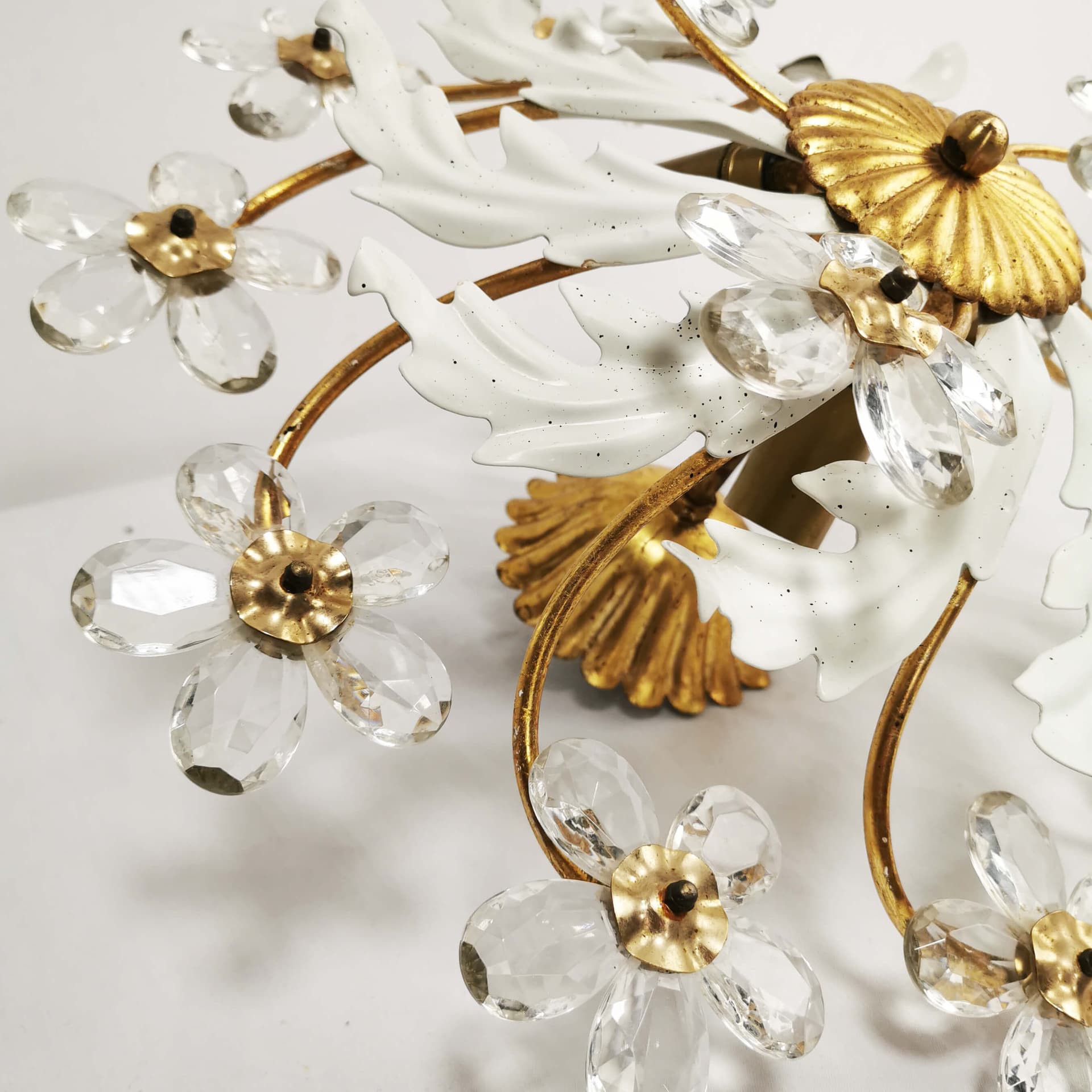 Chandelier Kobienz Vitrine, gold brass, clear glass, Germany, 1960s. - 362806
