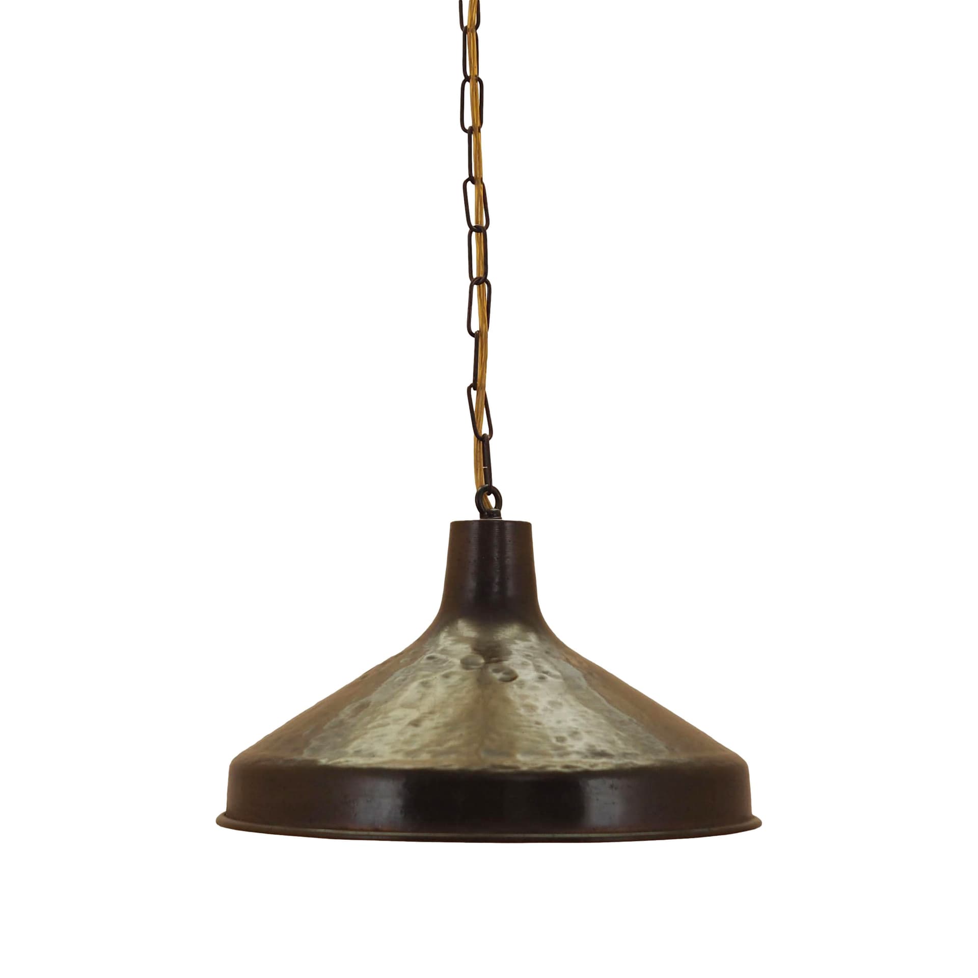 Pendant lamp, conical, brass gold, Denmark, 1960s.