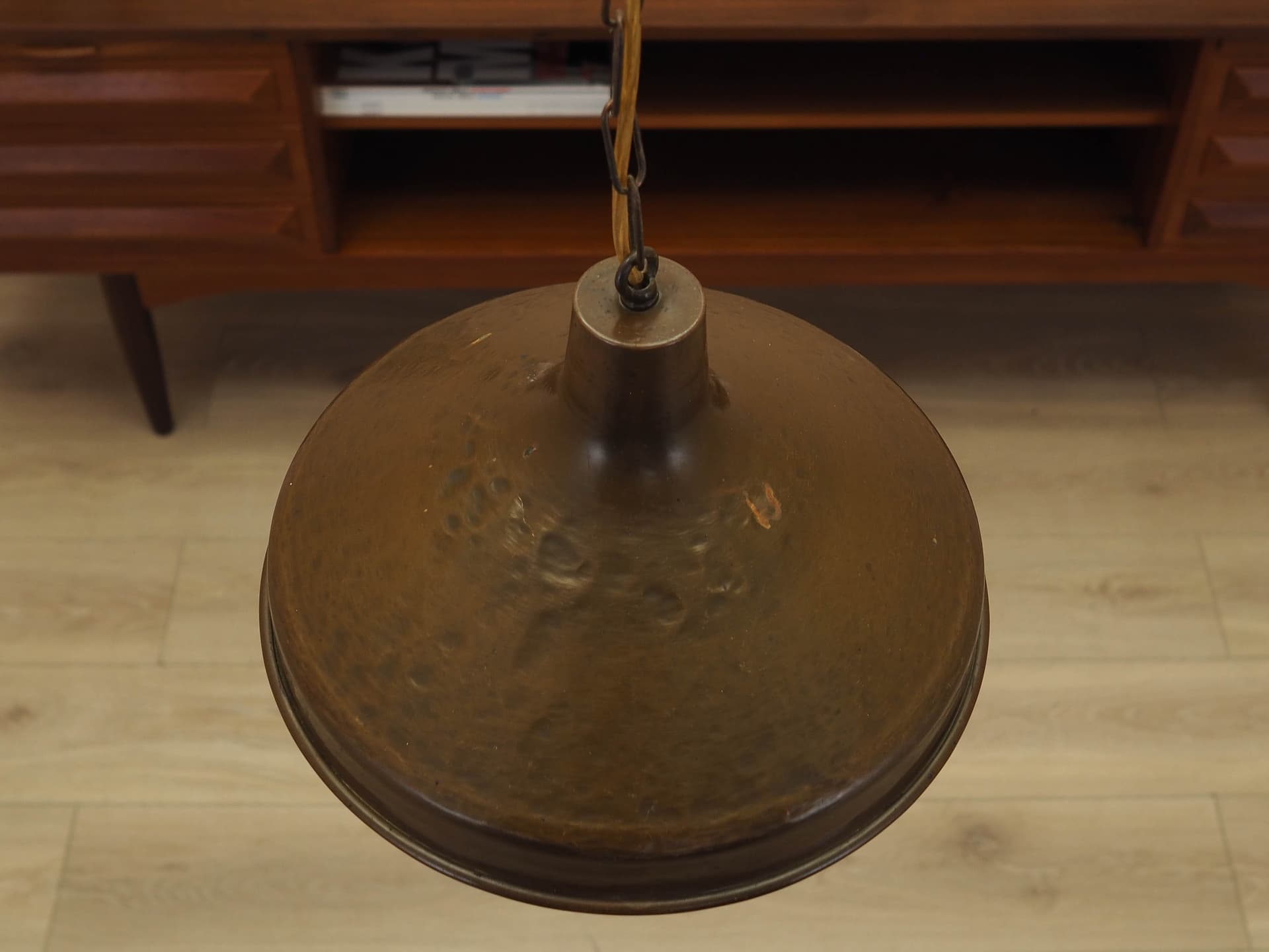Pendant lamp, conical, brass gold, Denmark, 1960s. - 362815