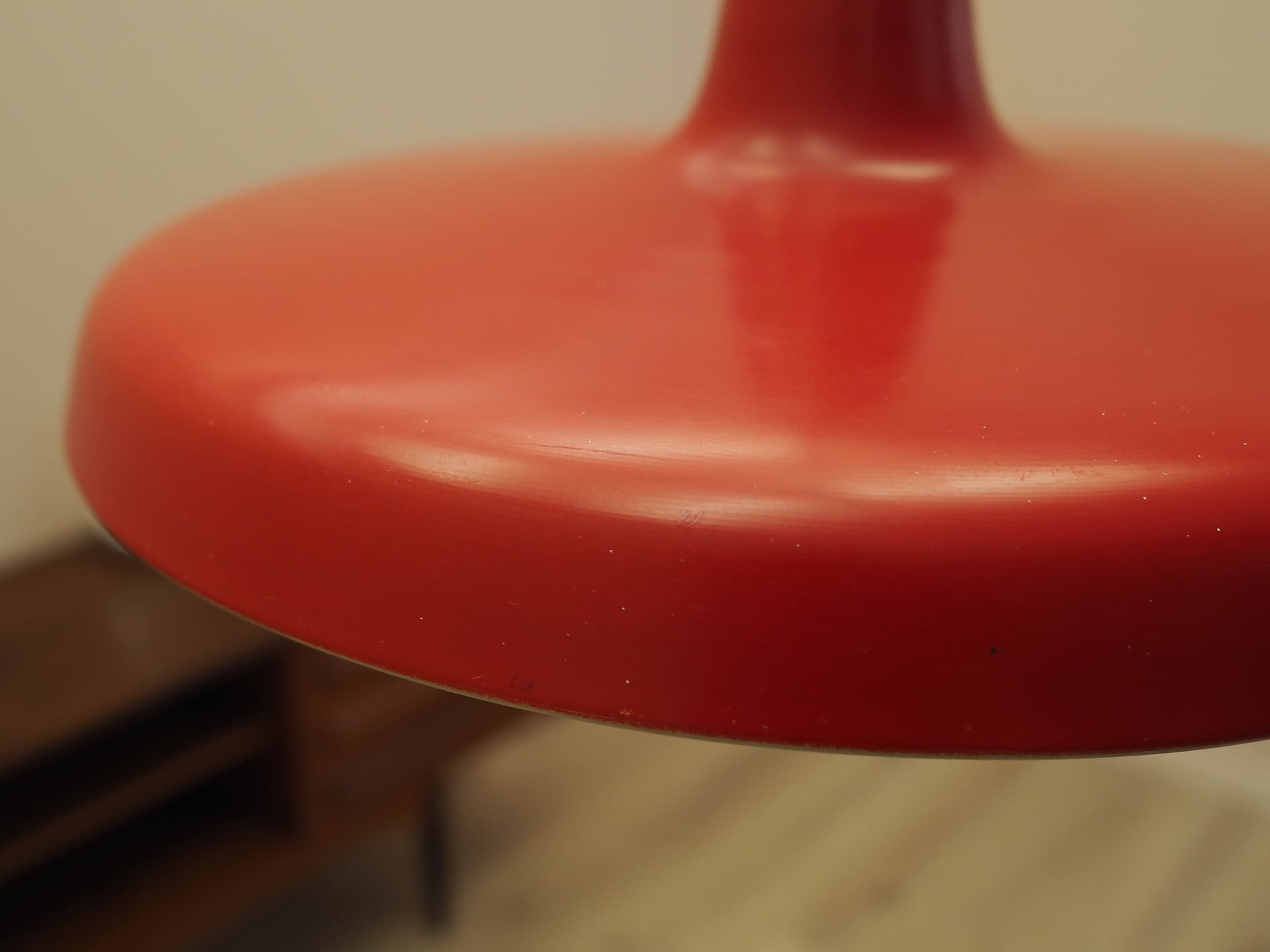 Pendant lamp, red metal, Denmark, 1960s. - 362851