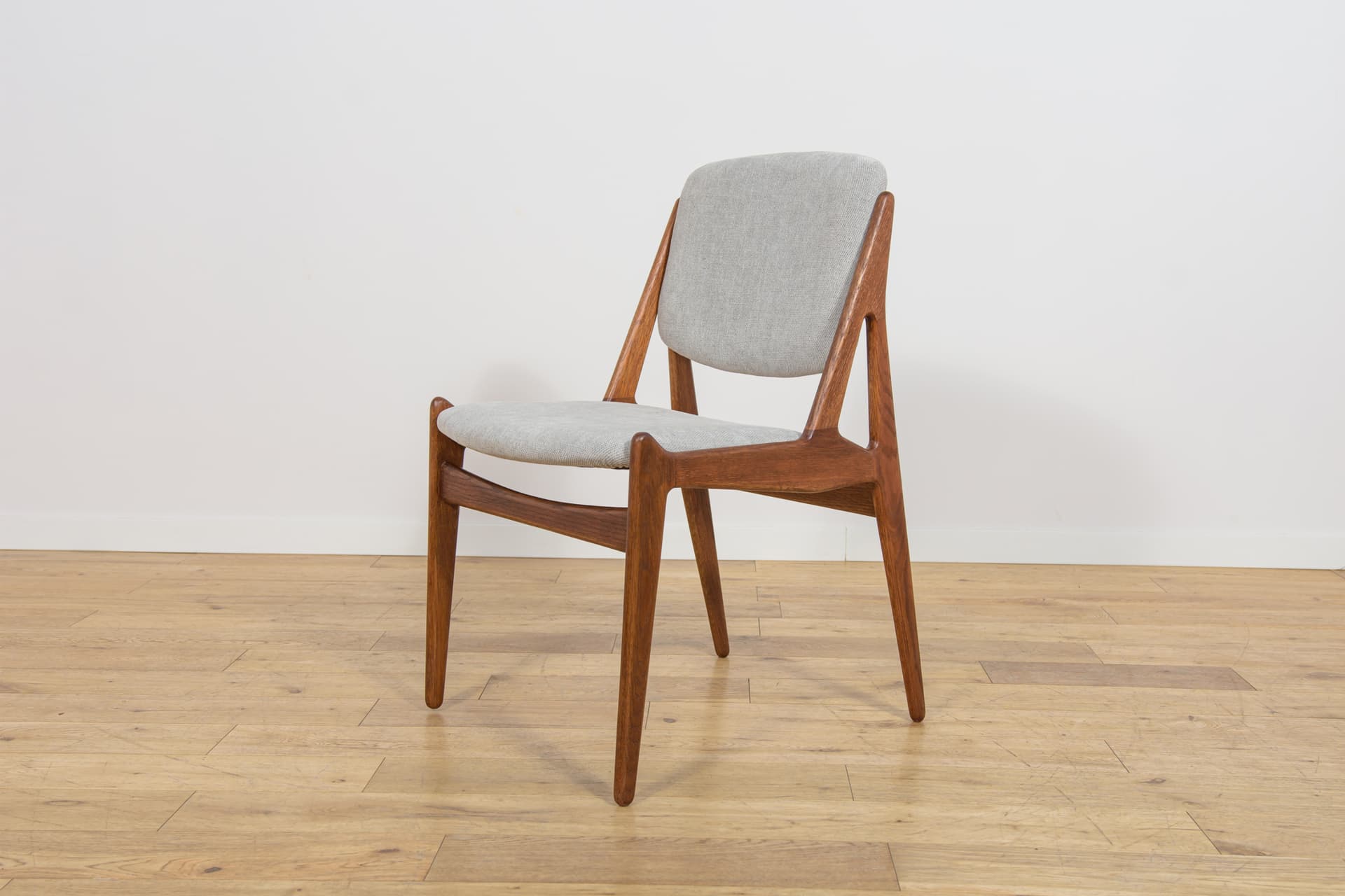 Set of Six Chairs Ella, teak oak, light grey fabric, by A. Vodder, Denmark, 1960s. - 362937