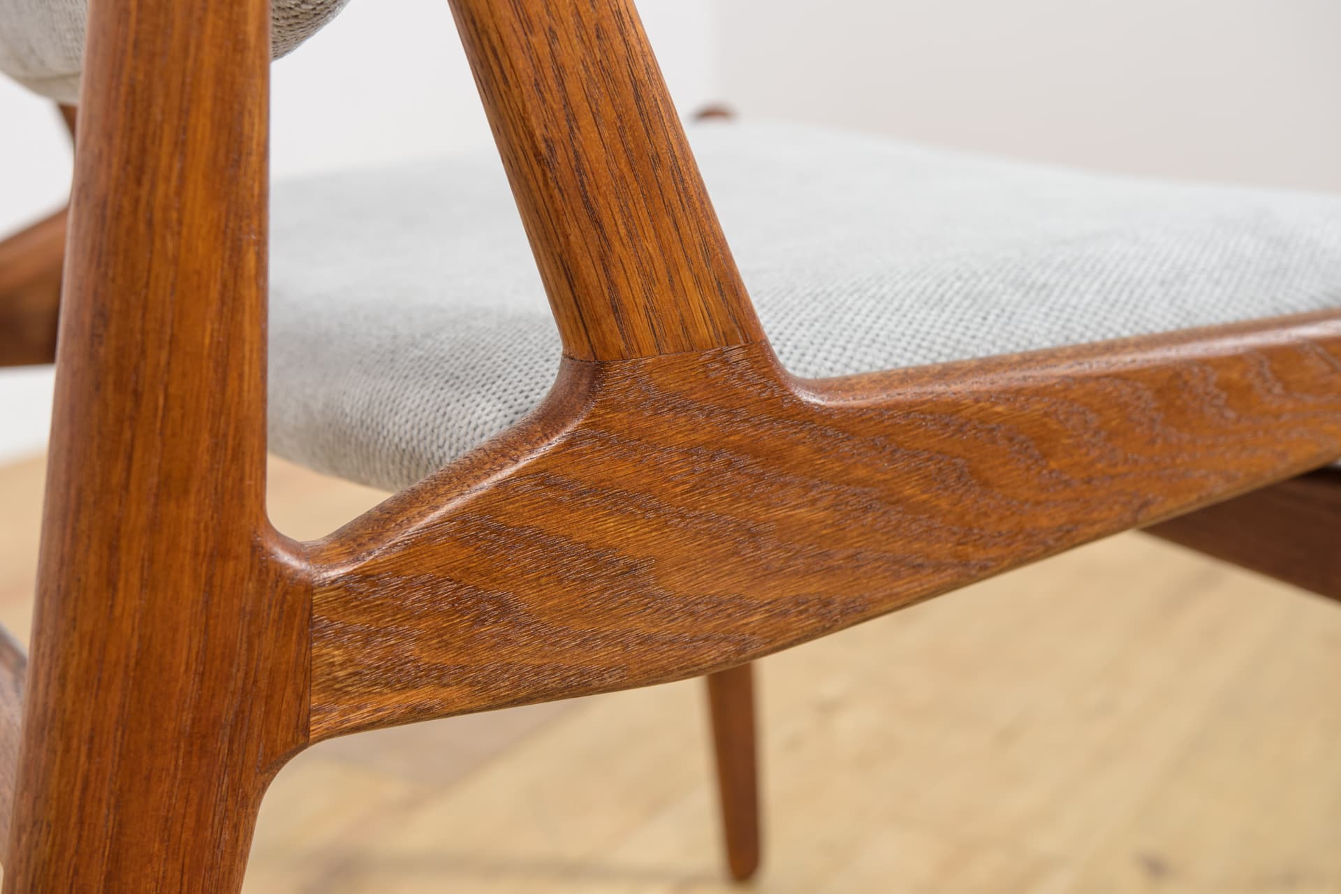 Set of Six Chairs Ella, teak oak, light grey fabric, by A. Vodder, Denmark, 1960s. - 362942