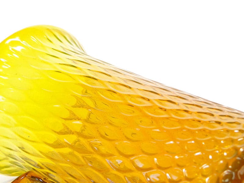 Vase, yellow orange, sodium glass, by M. Gołogórski, Poland, 1970s. - 362996